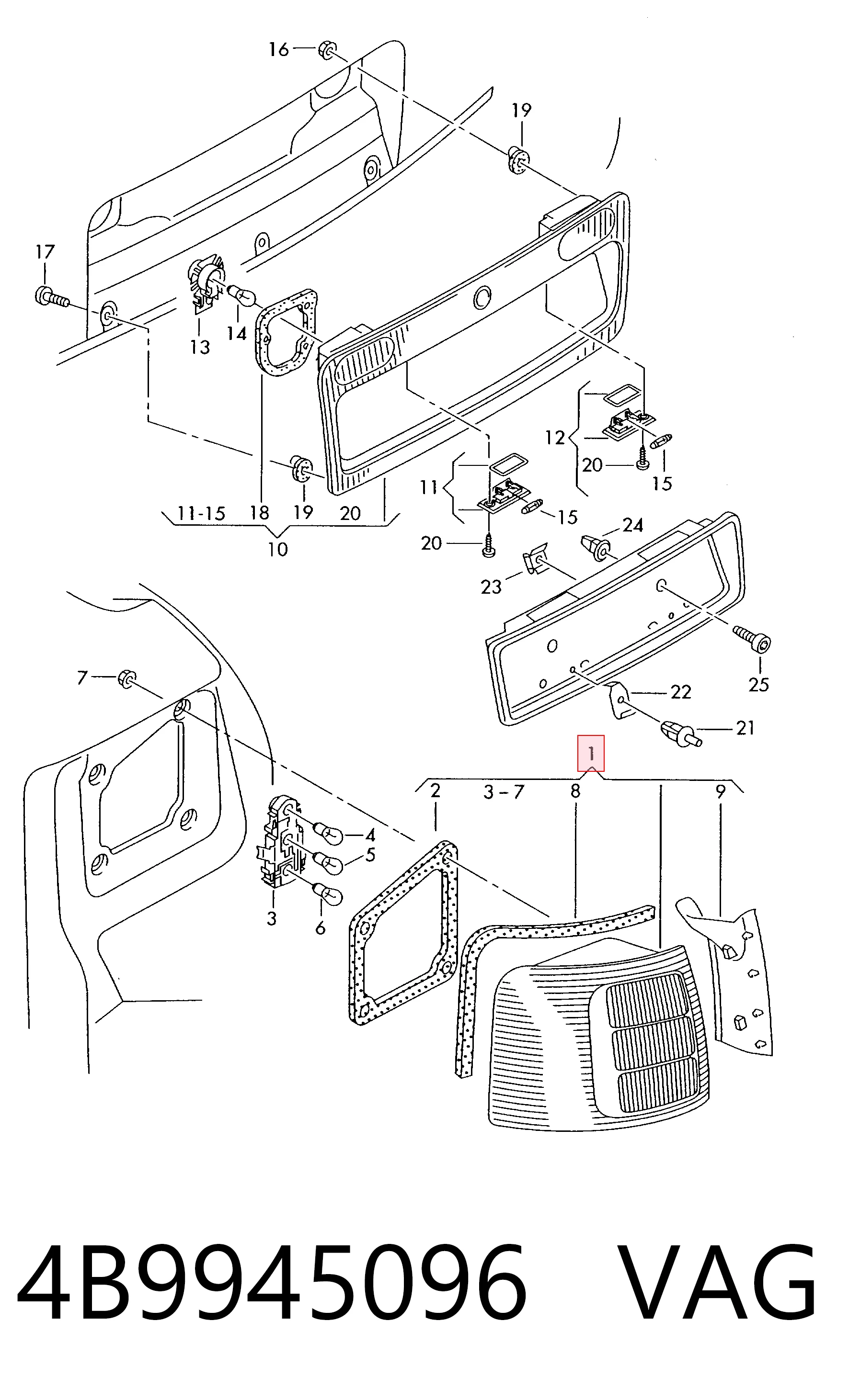 Фонари задние на Audi A6 C5 4B2, 4B4