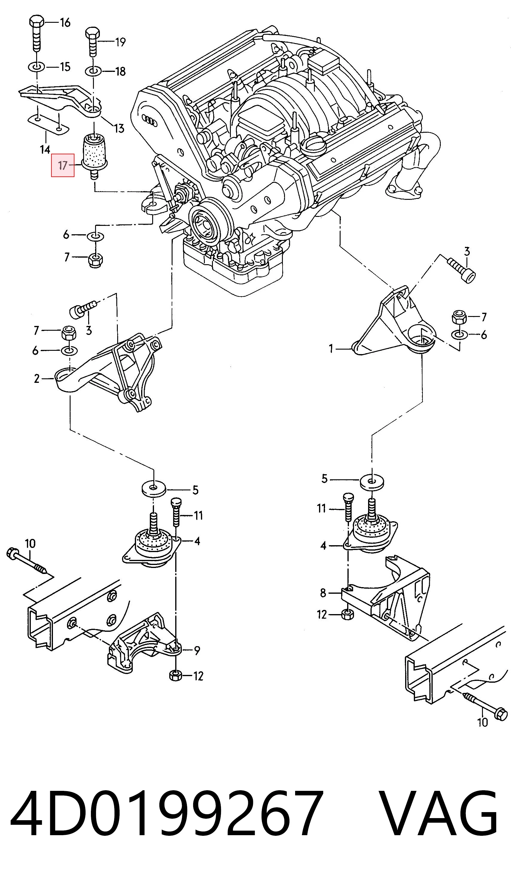 4D0199267 VAG Подушка передней опоры двигателя