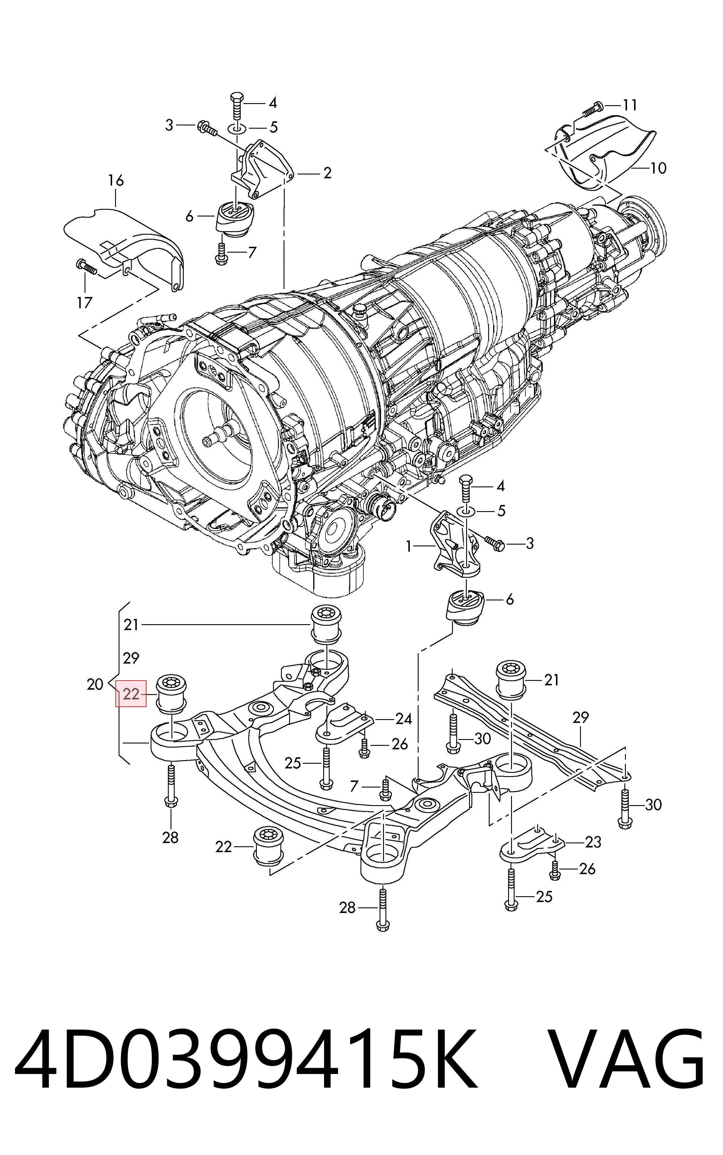 AP11729 PolyAuto Сайлентблоки передней балки