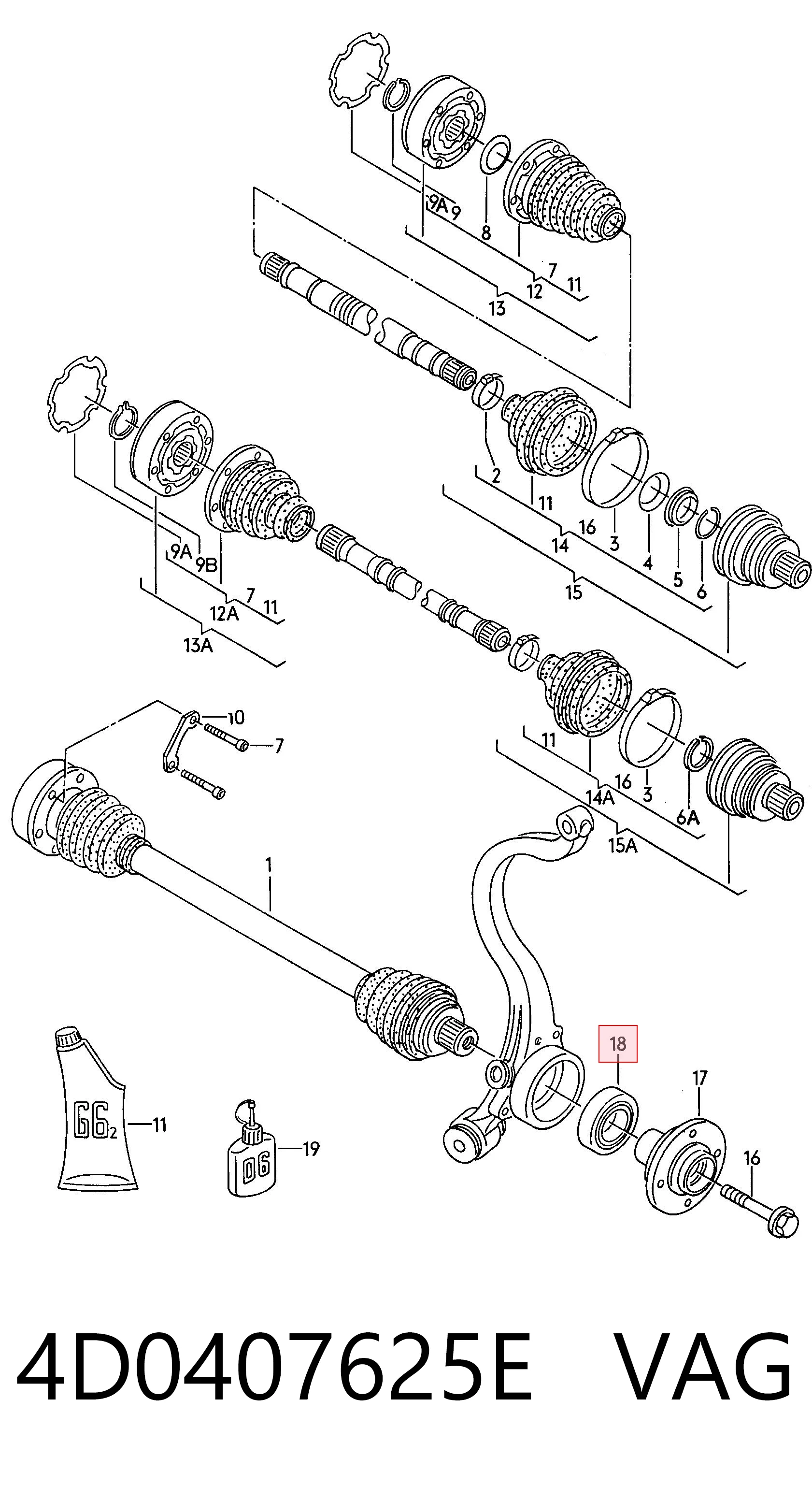 4D0407625E VAG Подшипник ступицы передней и задней