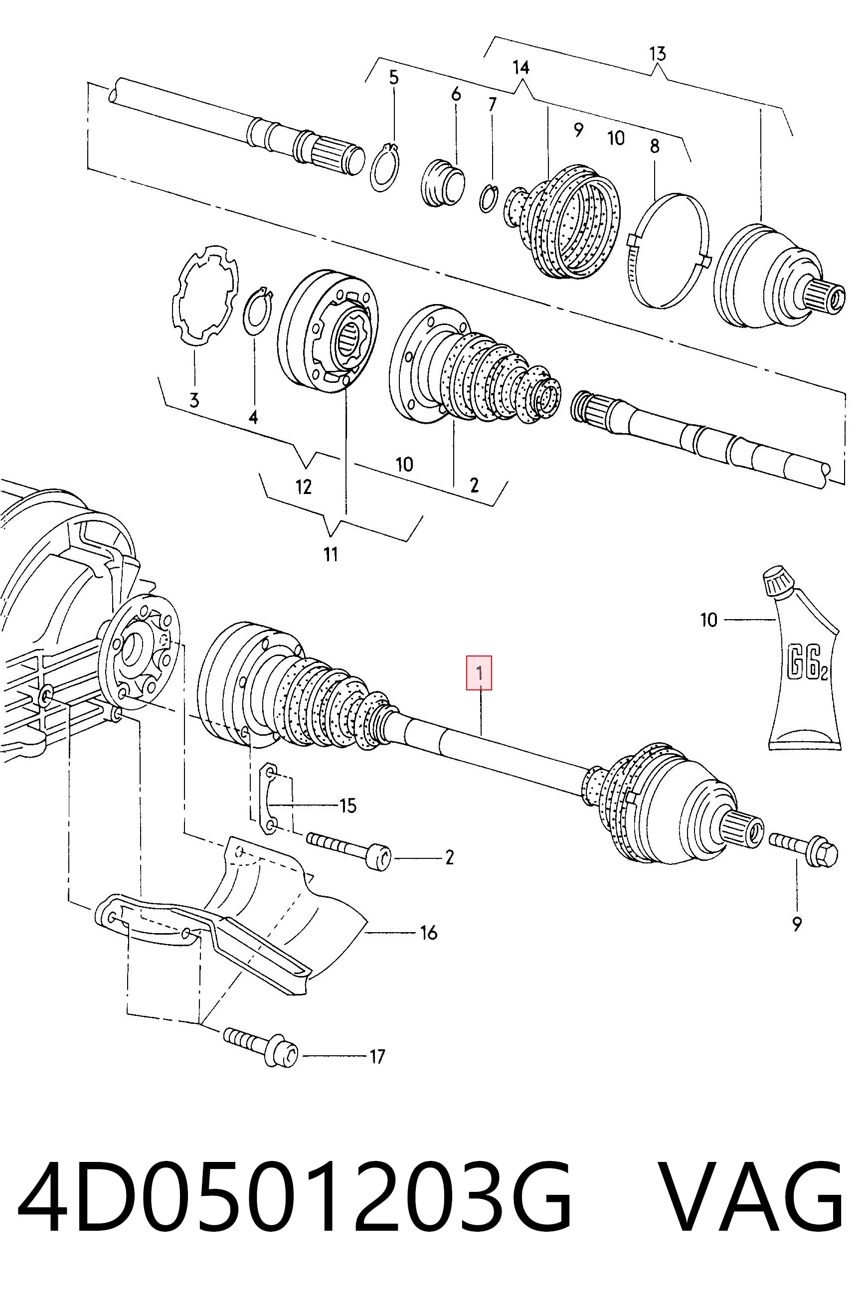 Привод задний на Audi A8 D2 4D2, 4D8