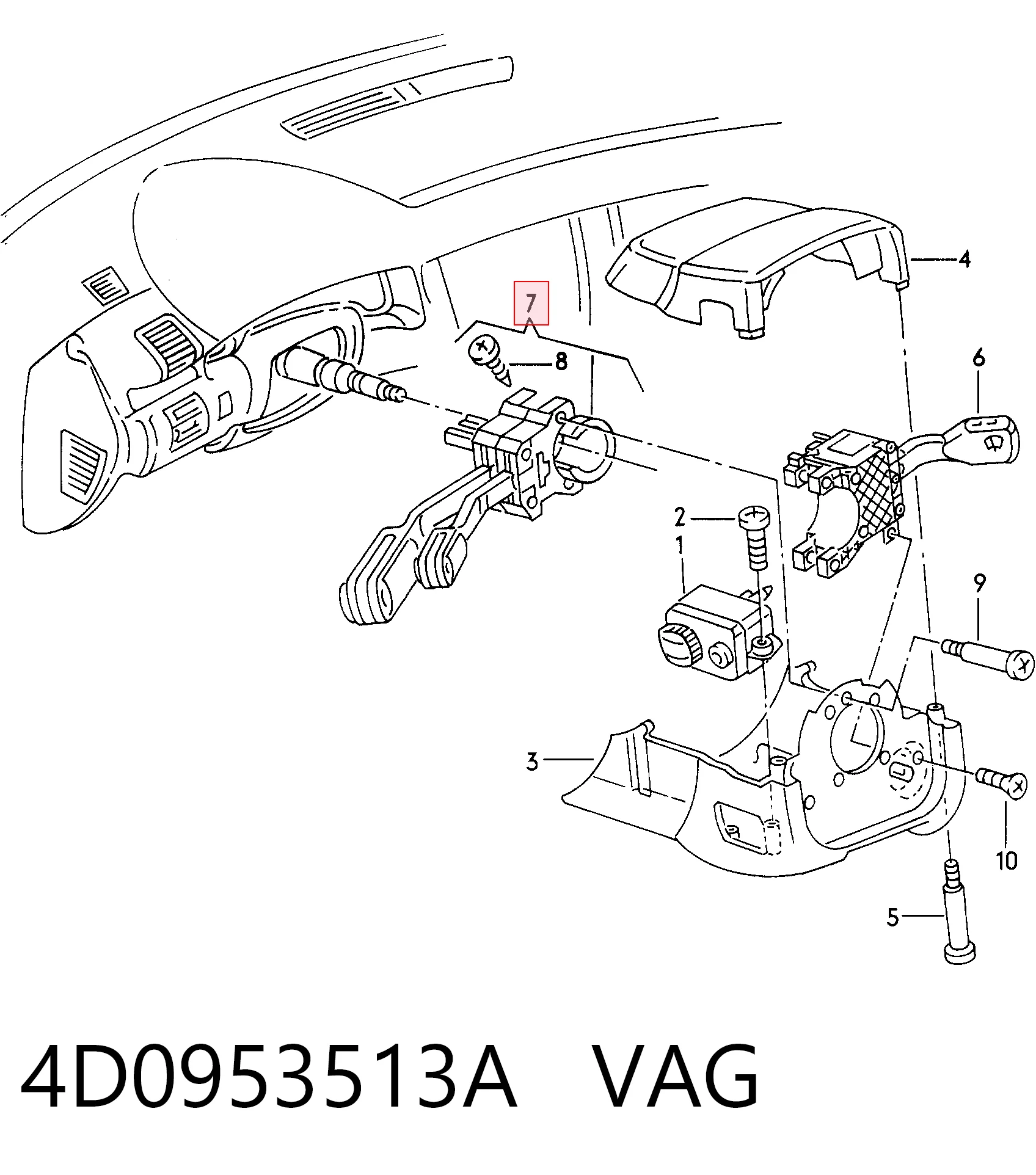 4D0953513A VAG Левый подрулевой переключатель