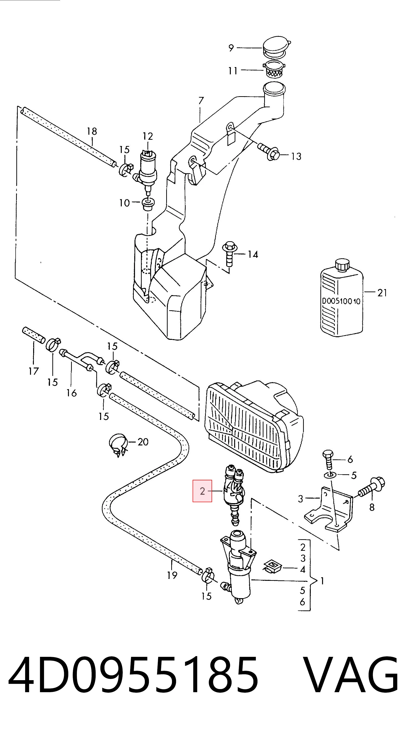 4D0955185 VAG Сопло омывателя фары передней