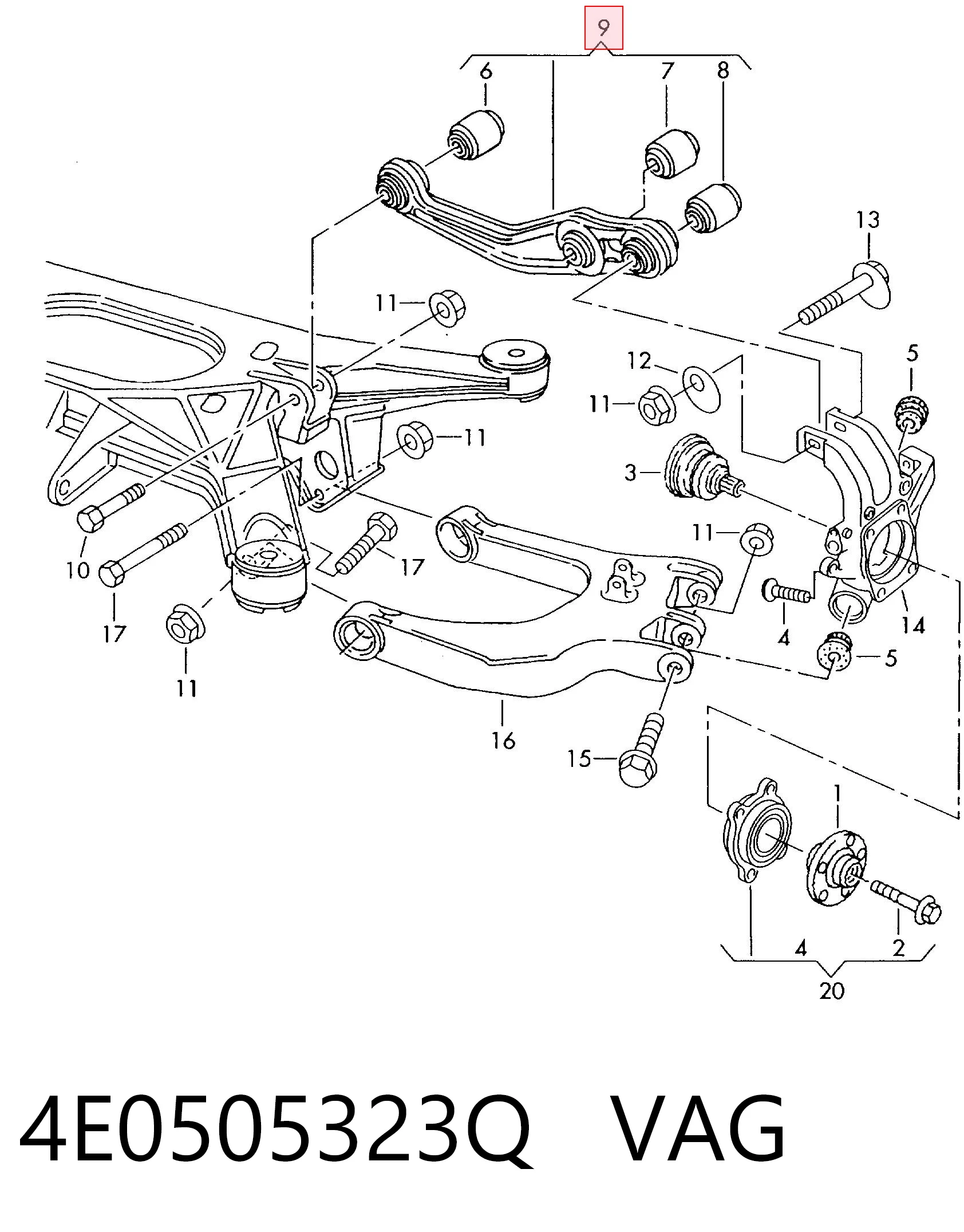 Рычаг задней подвески верхний левый и правый Mercedes 4E0505323Q цена, от 24.32 USD