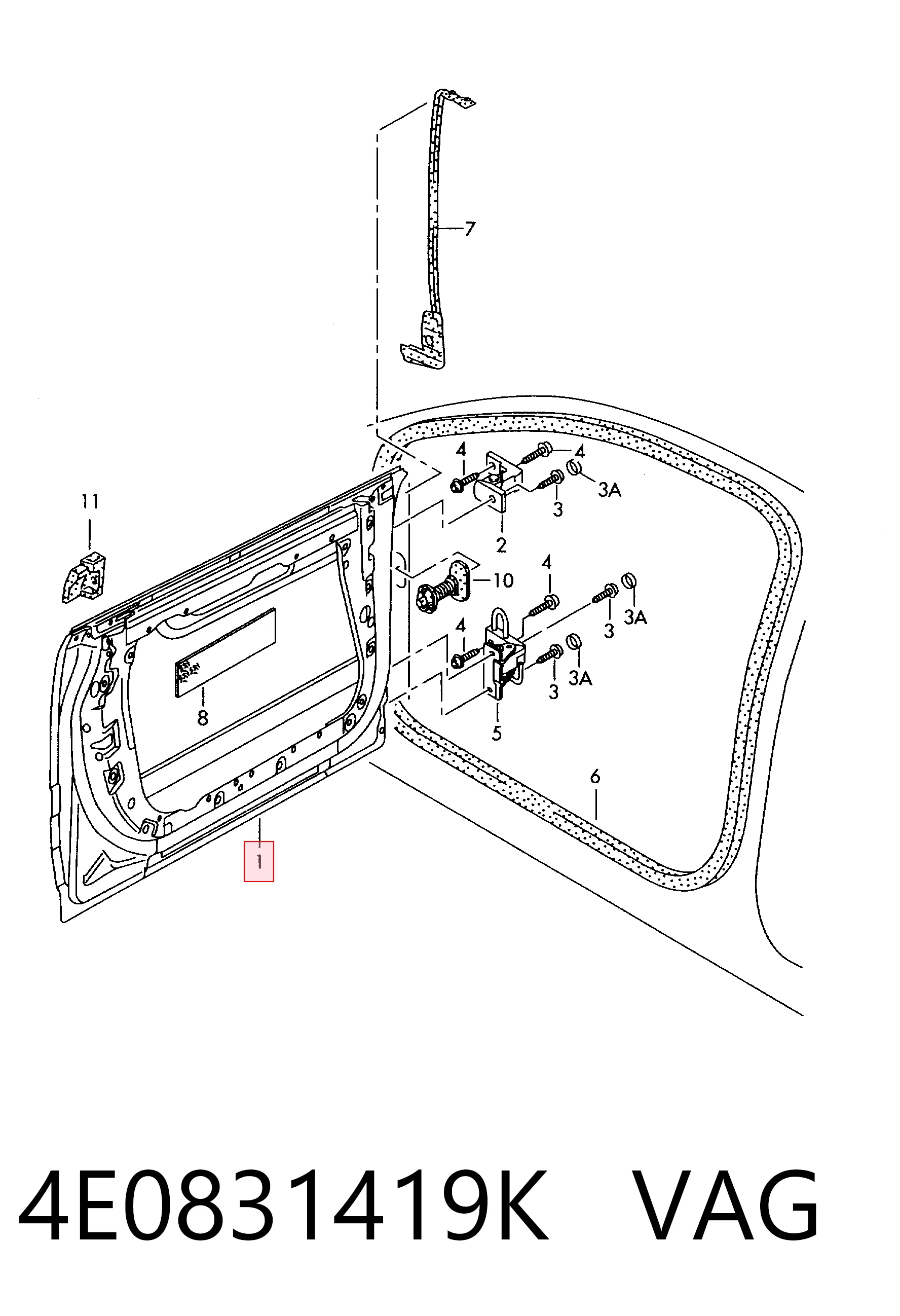 Водительская дверь на Audi A8 D3 4E2, 4E8