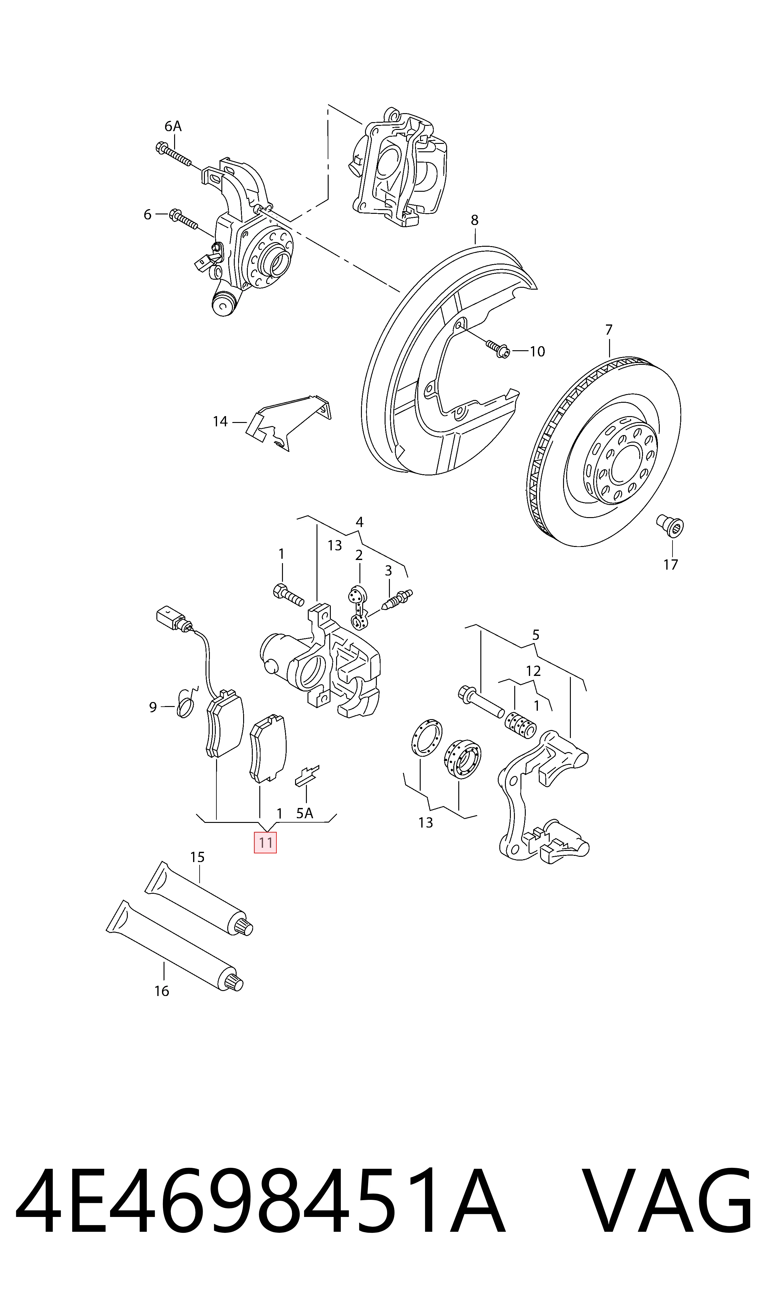 4E4698451A VAG Колодки тормозные дисковые комплект
