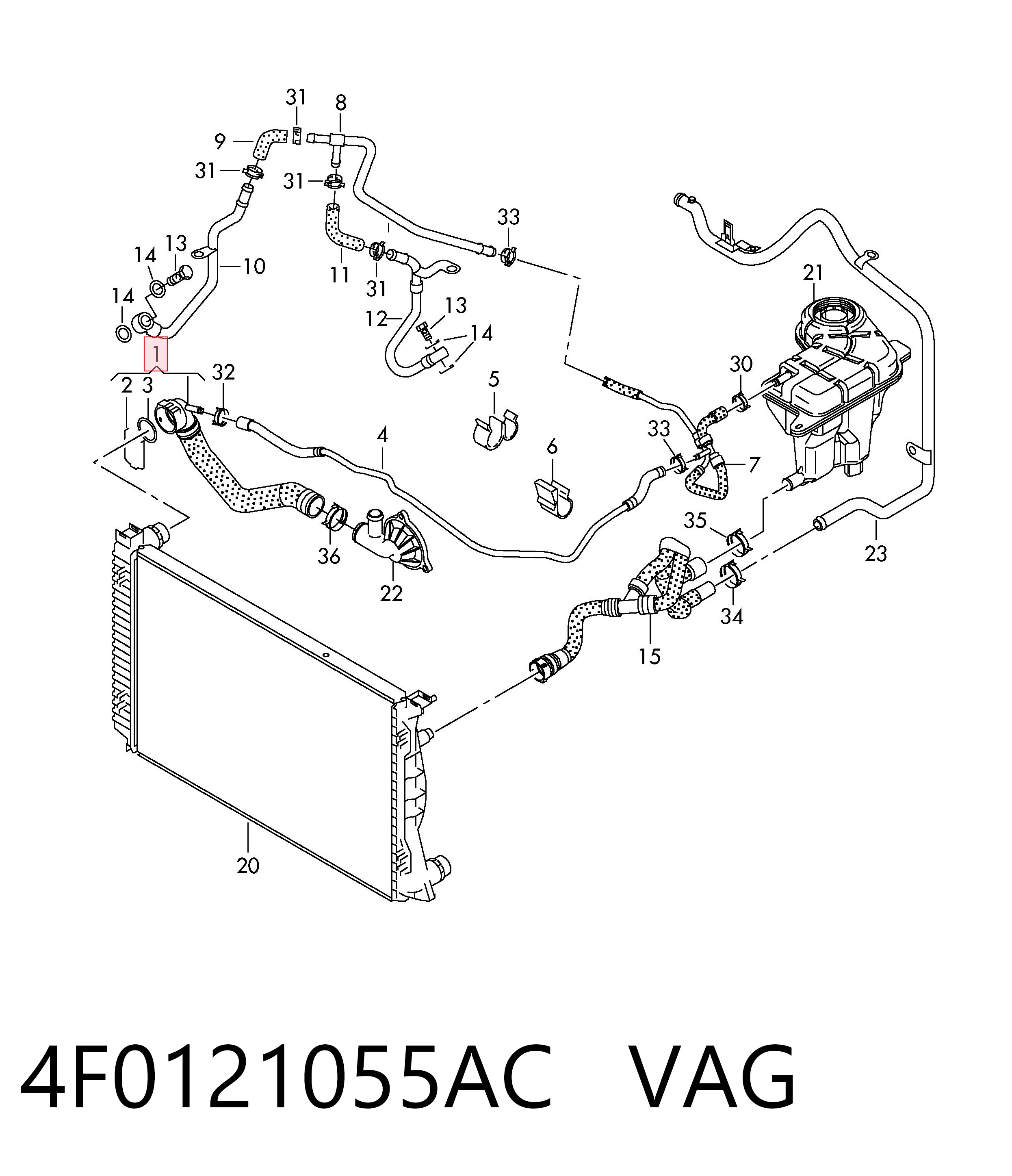 4F0121055AC VAG Шланг системы охлаждения