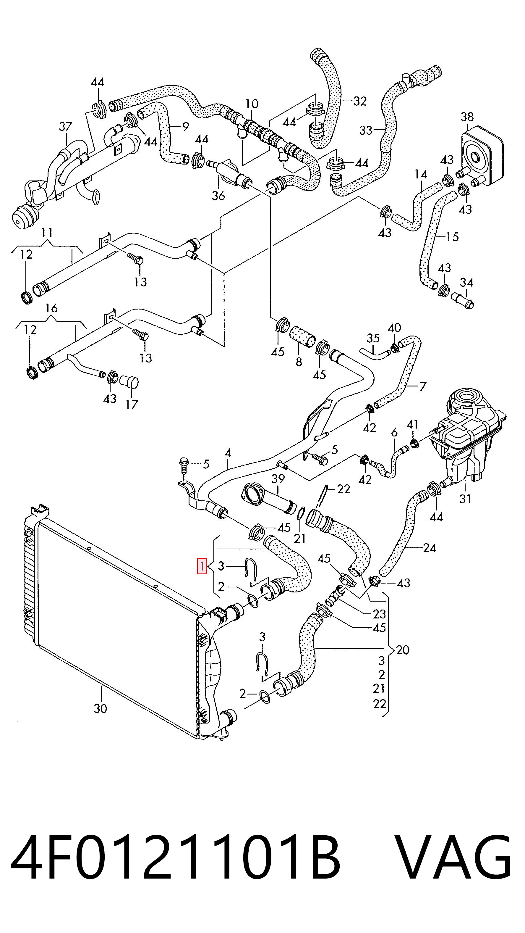 4F0121101B VAG Шланг системы охлаждения