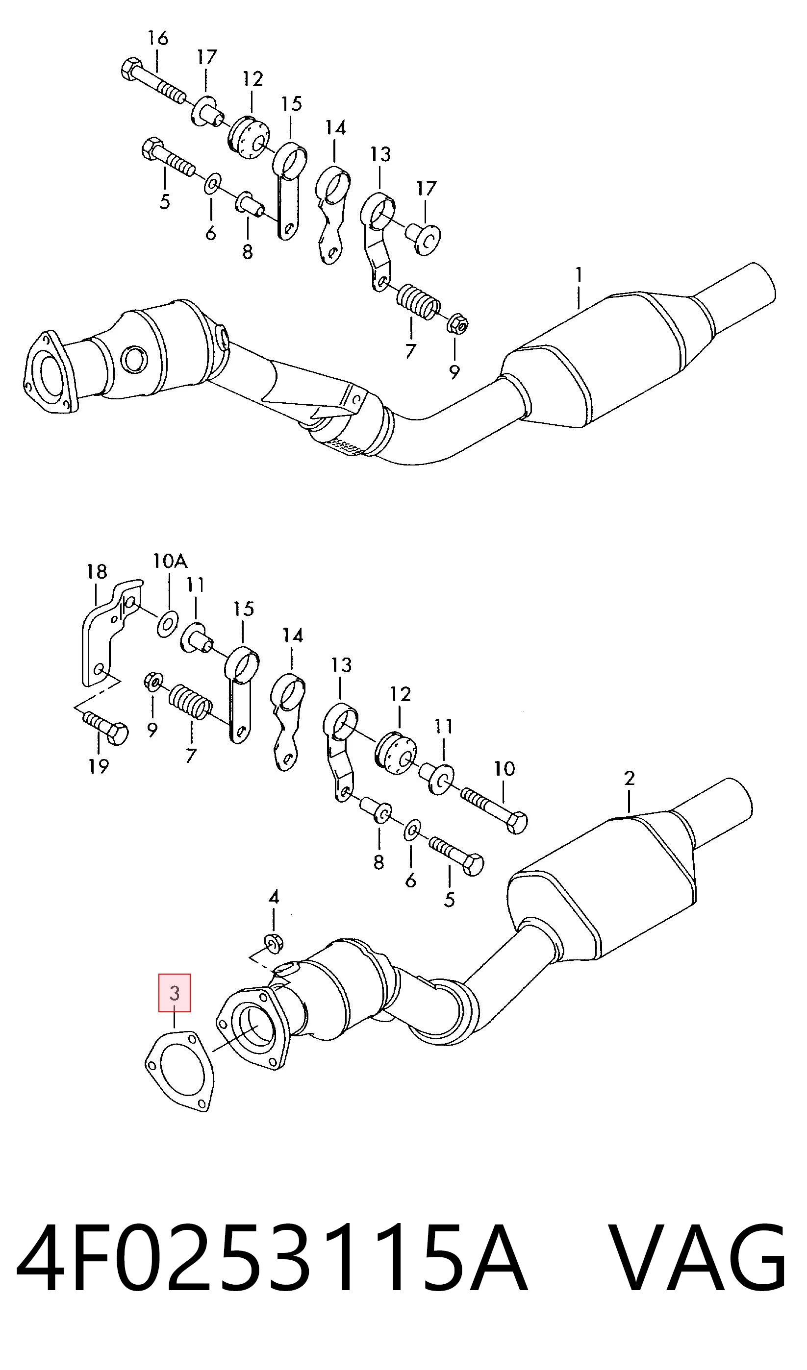4F0253115A VAG Прокладка штанов