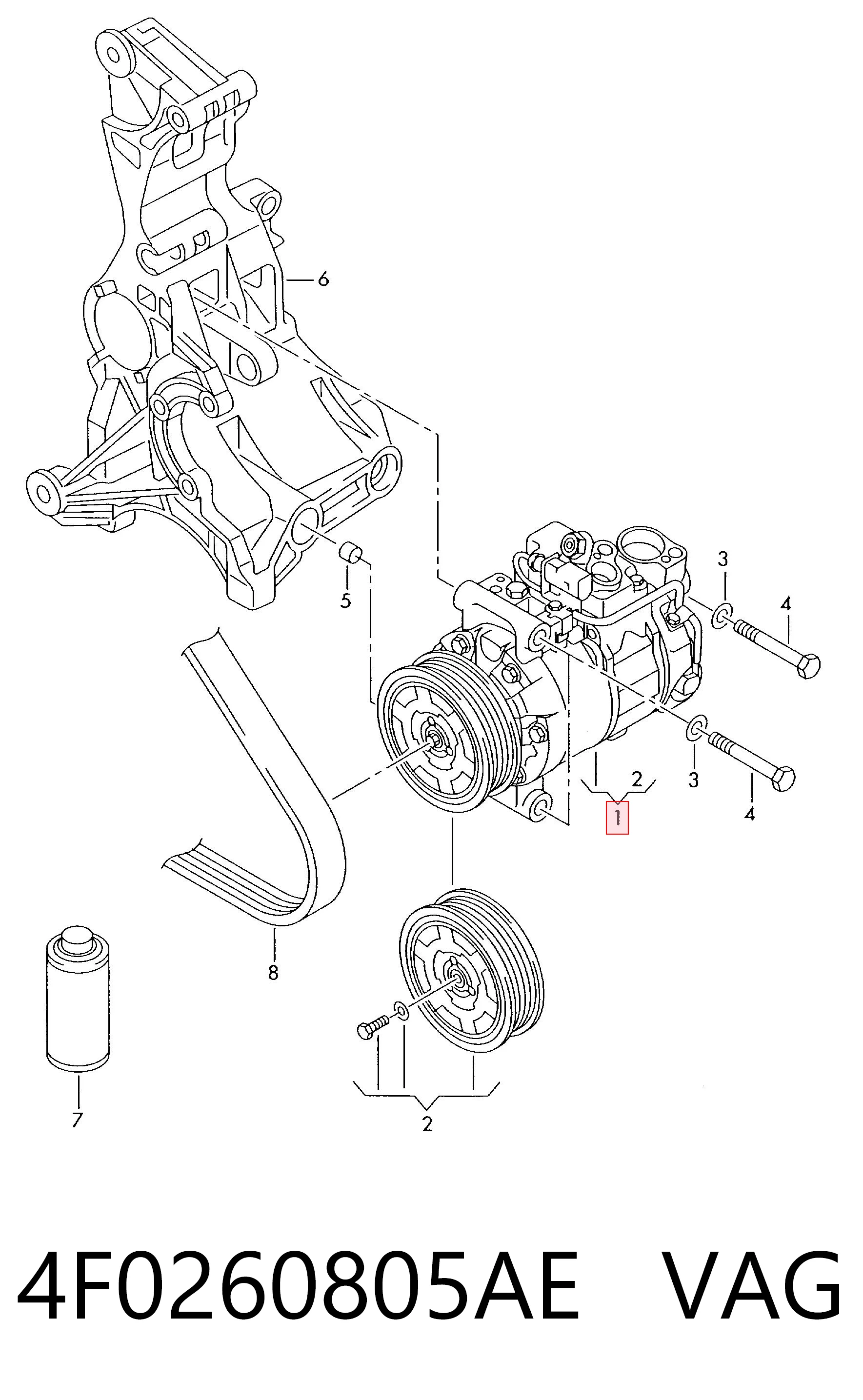4F0260805AE VAG Компрессор хладагента