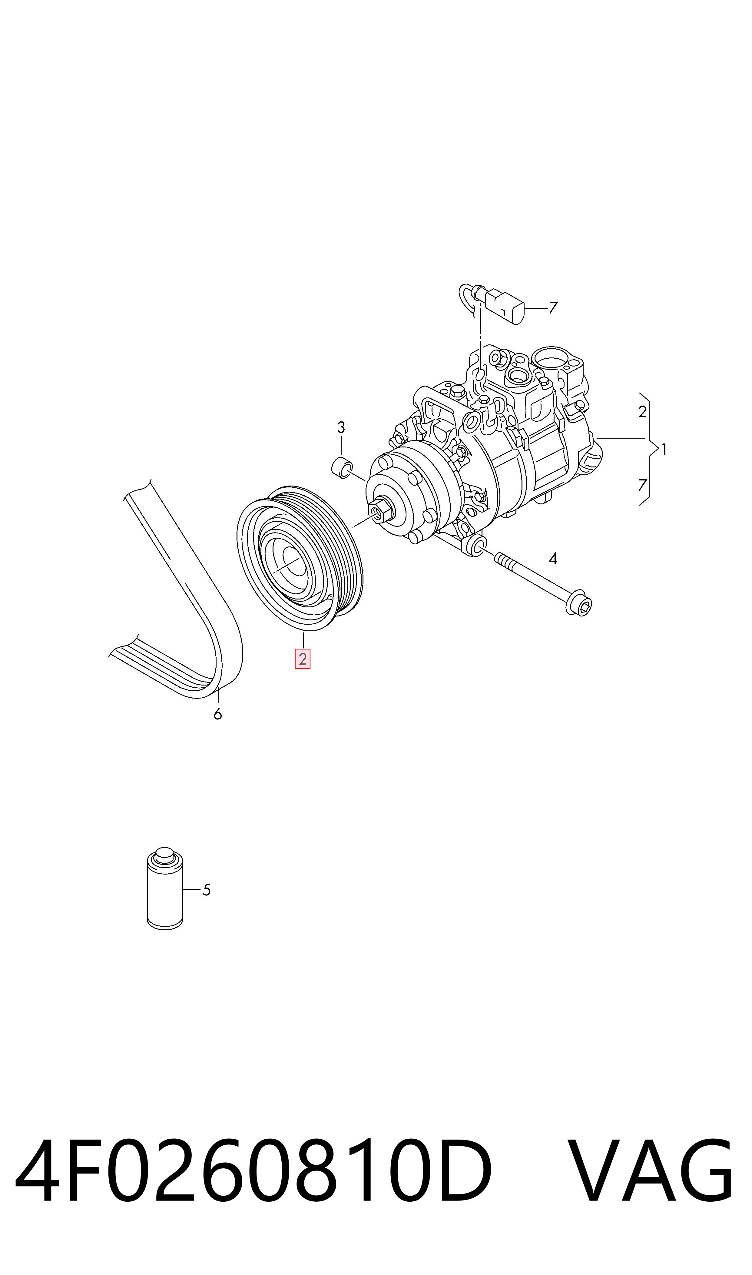 4F0260810D VAG Шкив компрессора кондиционера