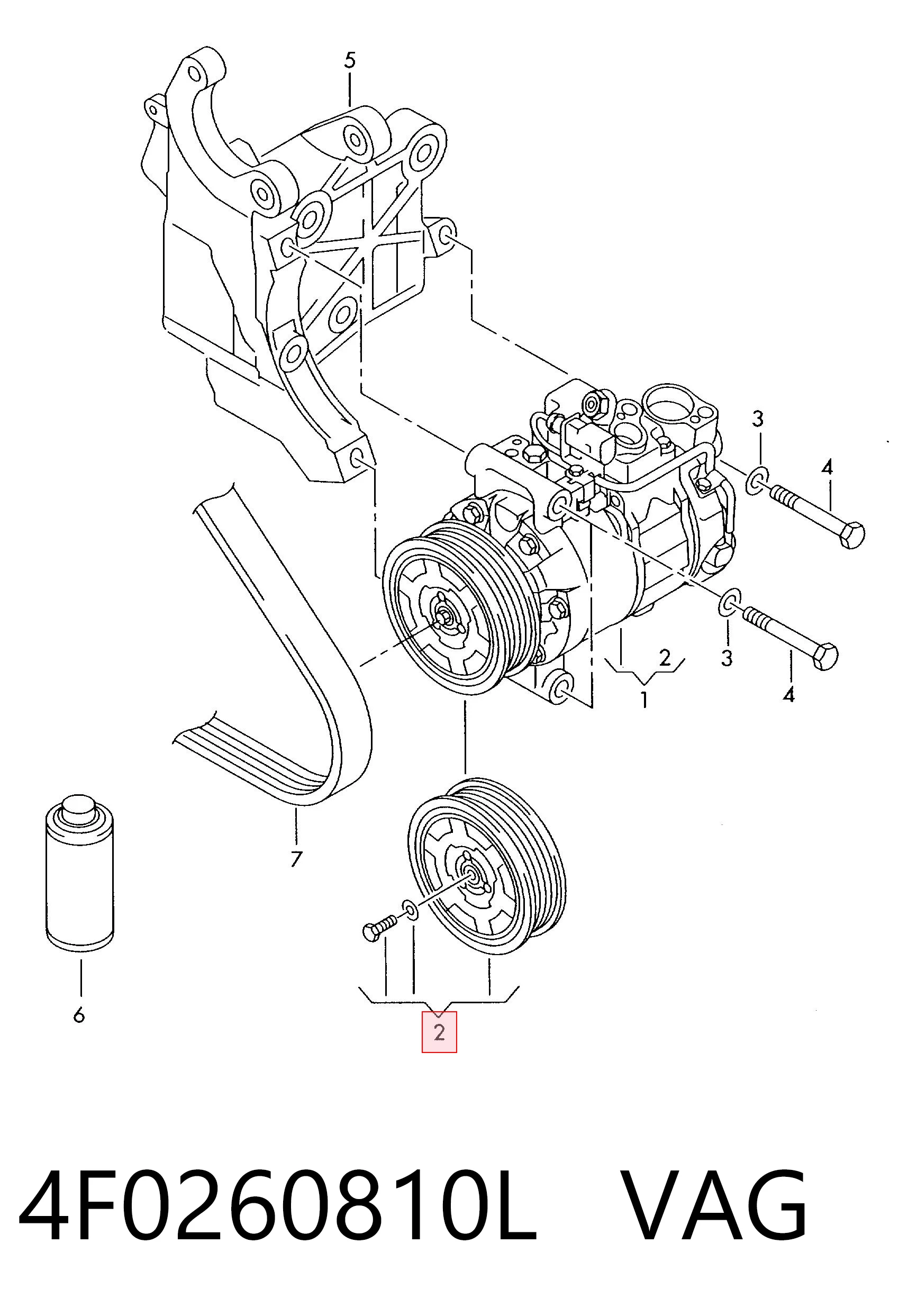 4F0260810L VAG Шкив компрессора кондиционера