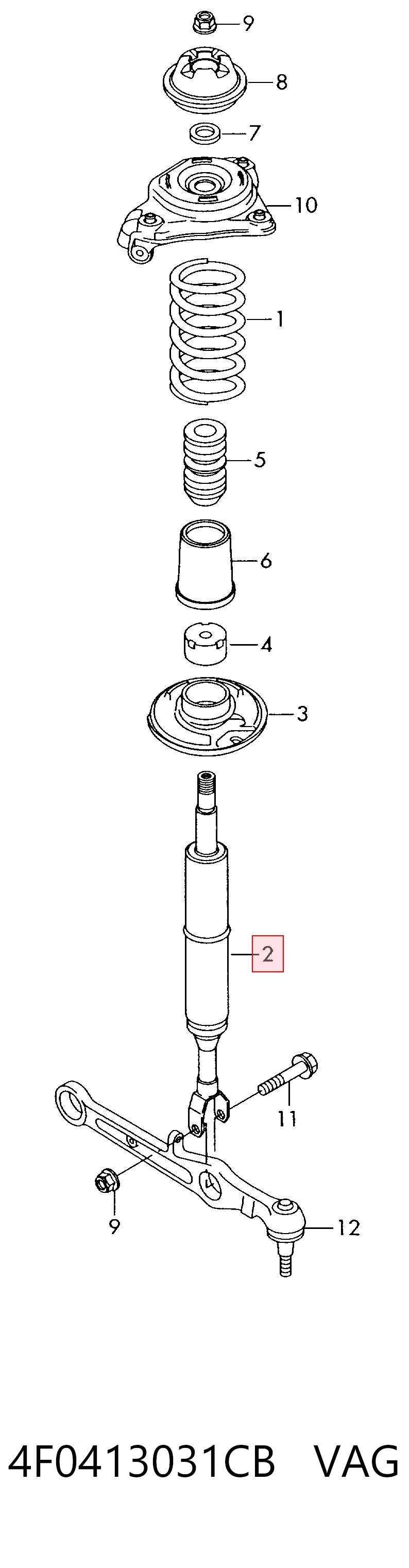 4F0413031CB VAG Стойка передняя