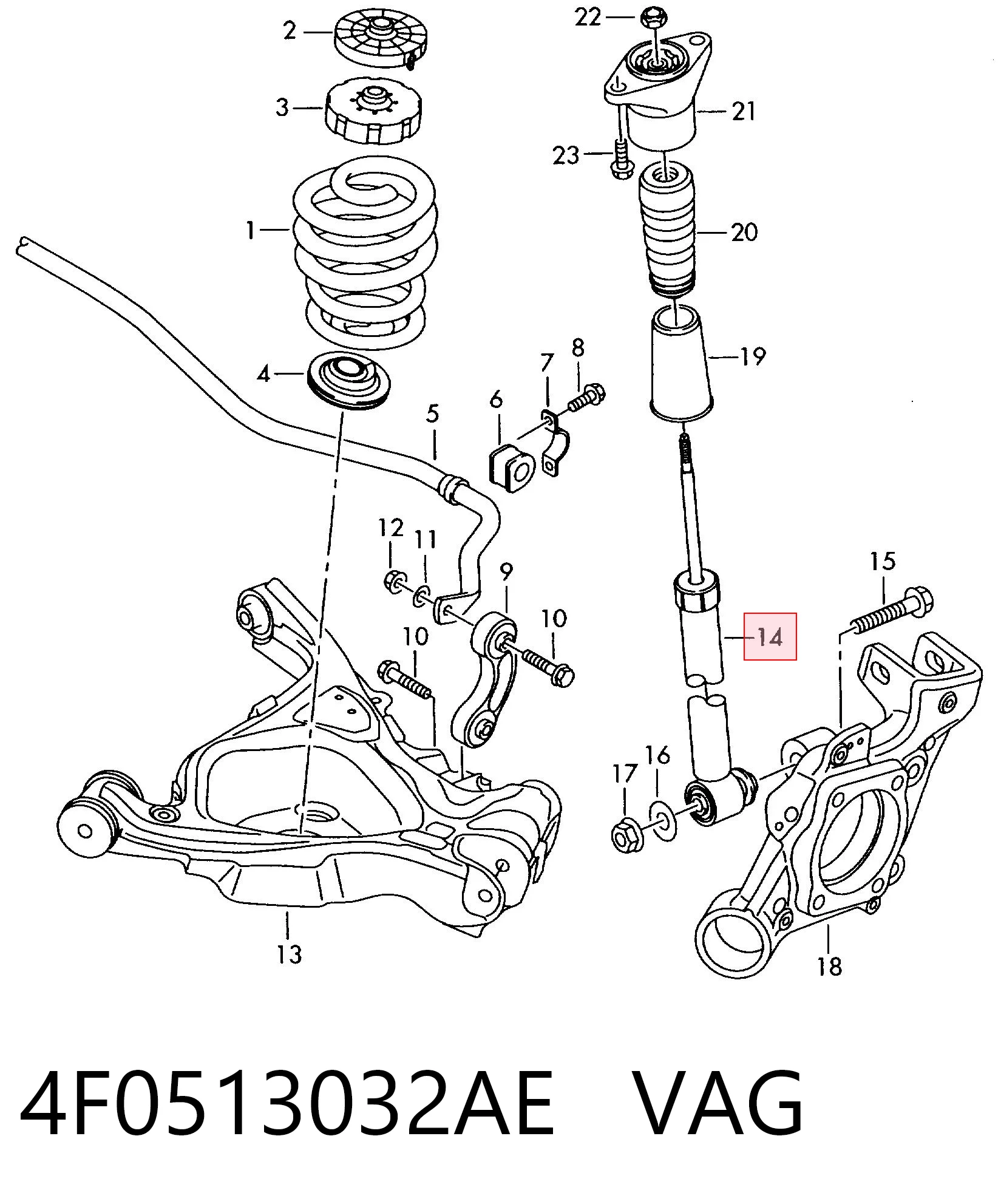 4F0513032AE VAG Амортизаторы задние
