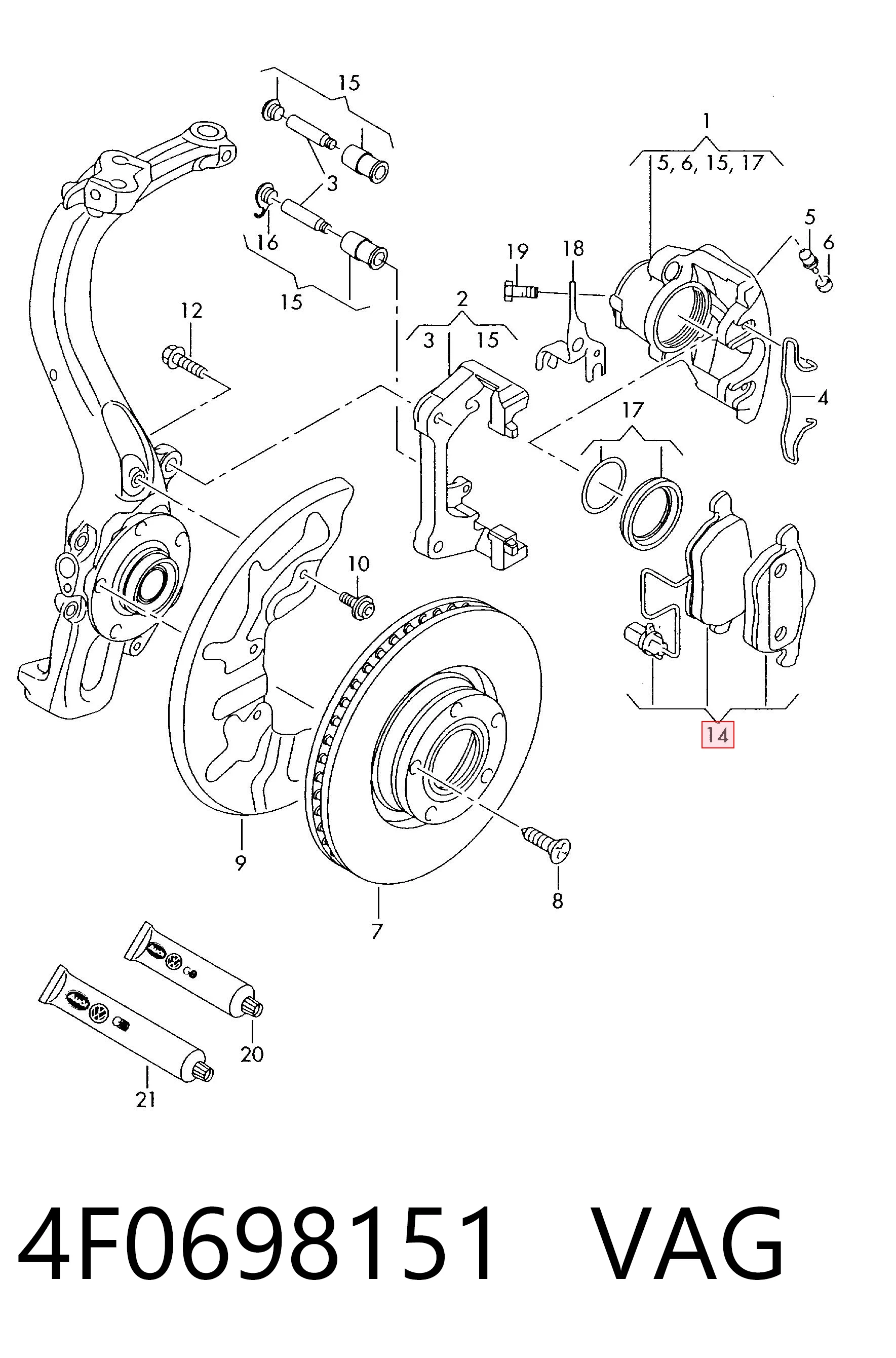 4F0698151 VAG Колодки передние