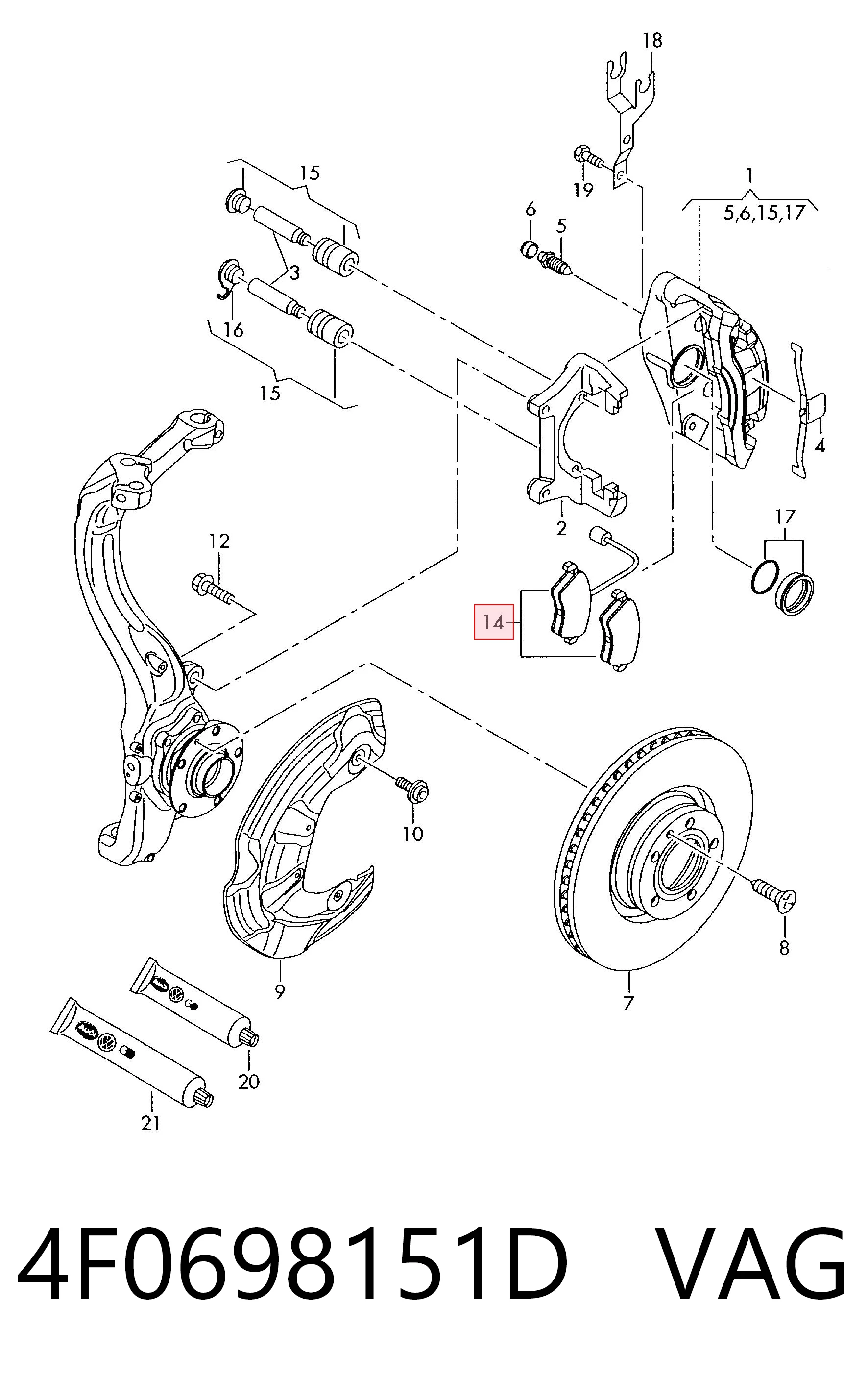 4F0698151D VAG Колодки передние