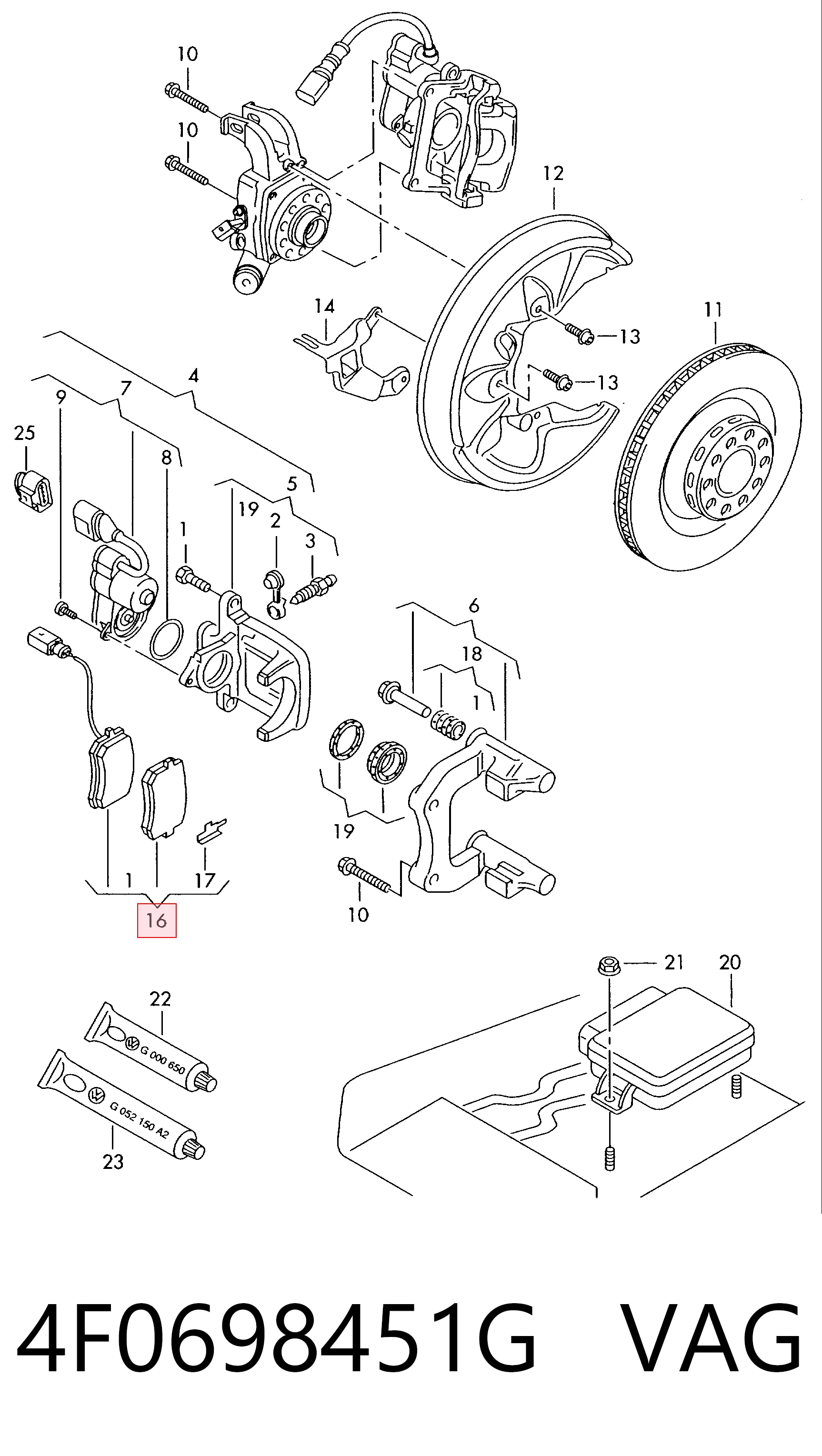 4F0698451G VAG Колодки тормозные дисковые комплект