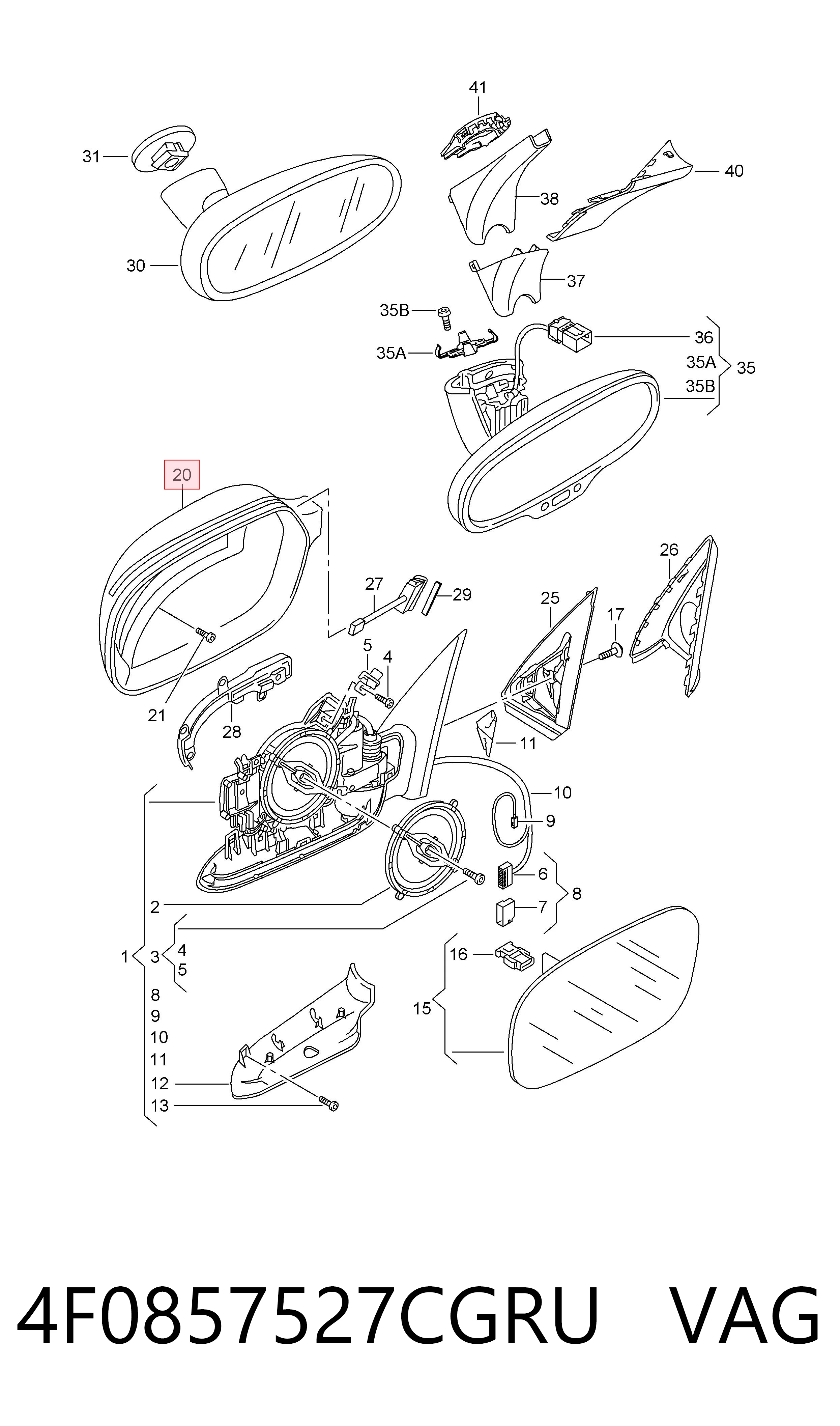 4F0857527CGRU VAG Левое боковое зеркало
