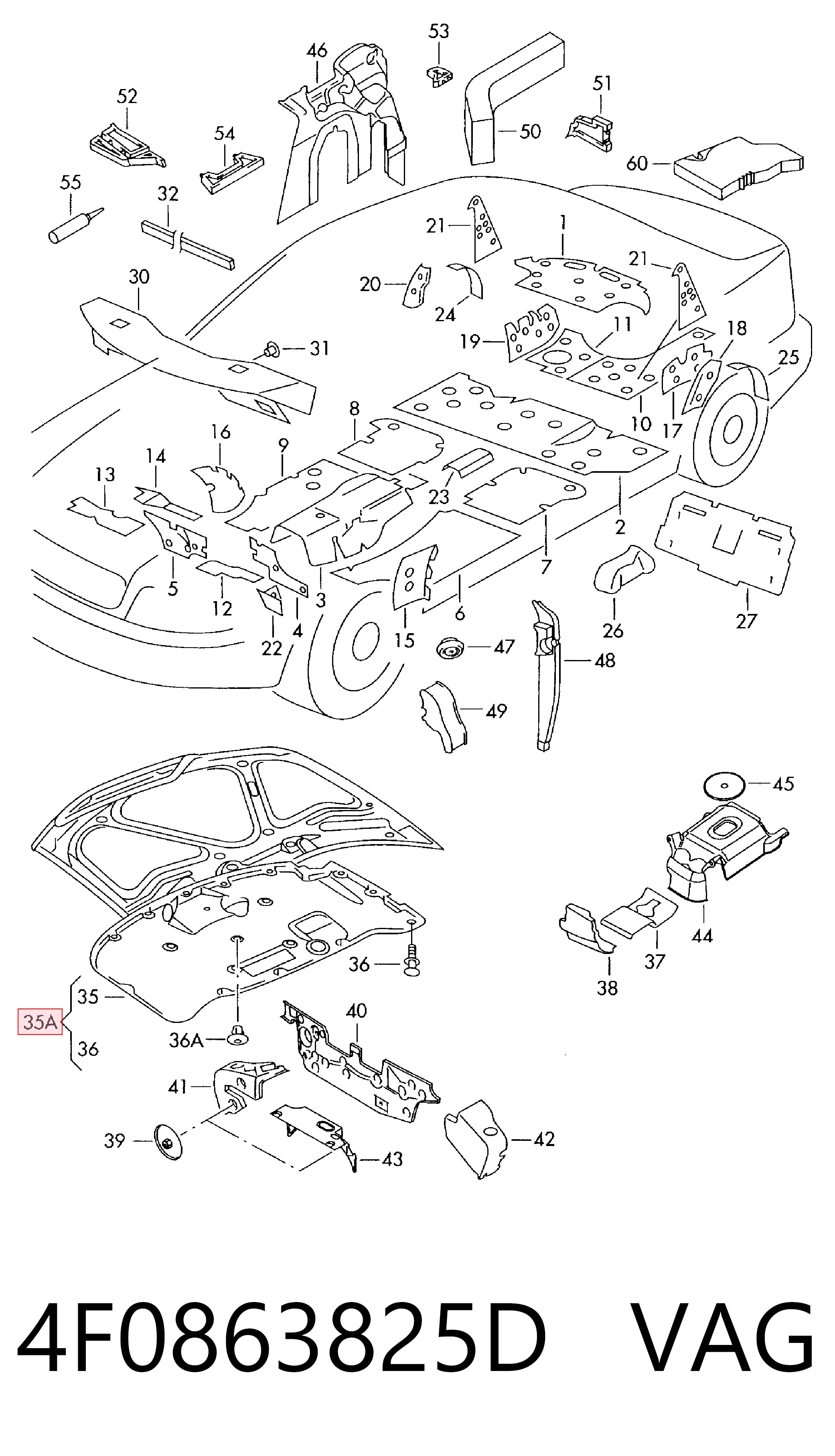 Шумка капота на Audi A6 C6 4F2