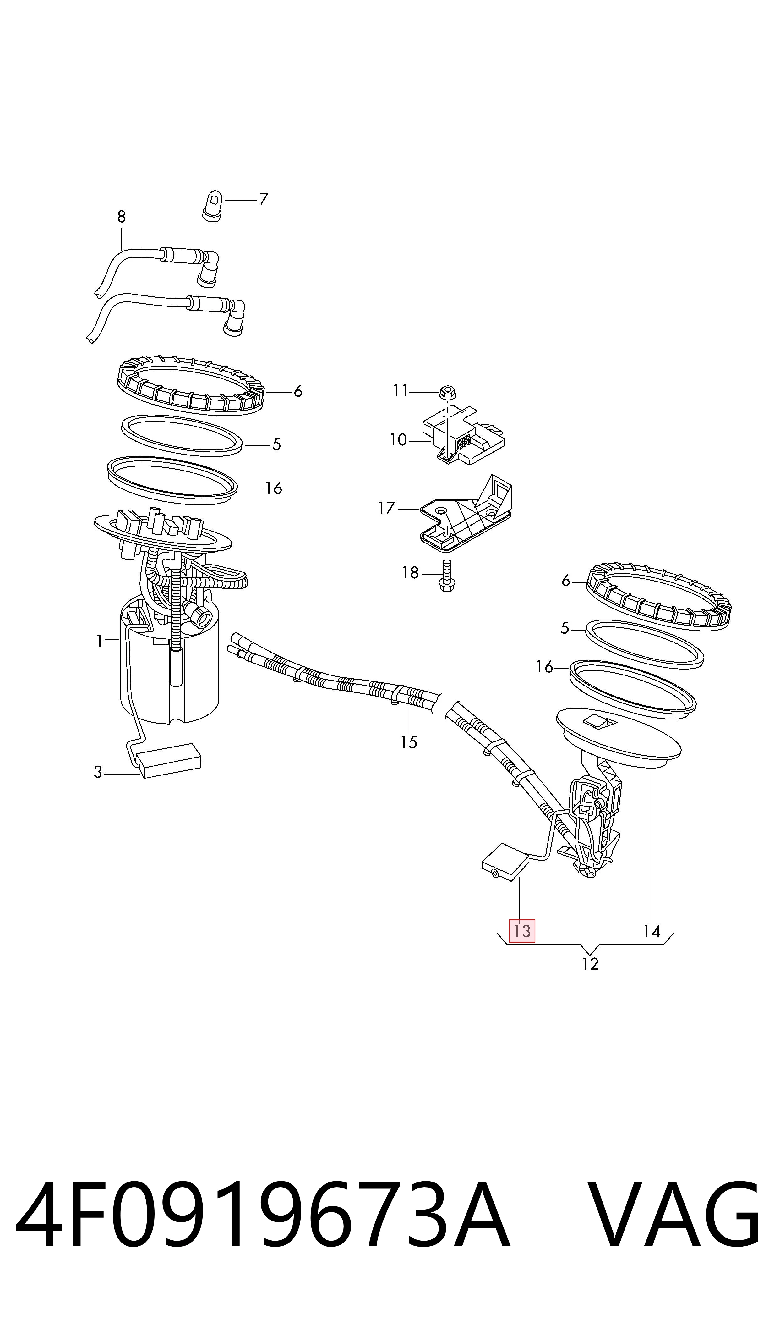 4F0919673A VAG Датчик уровня топлива в баке левый