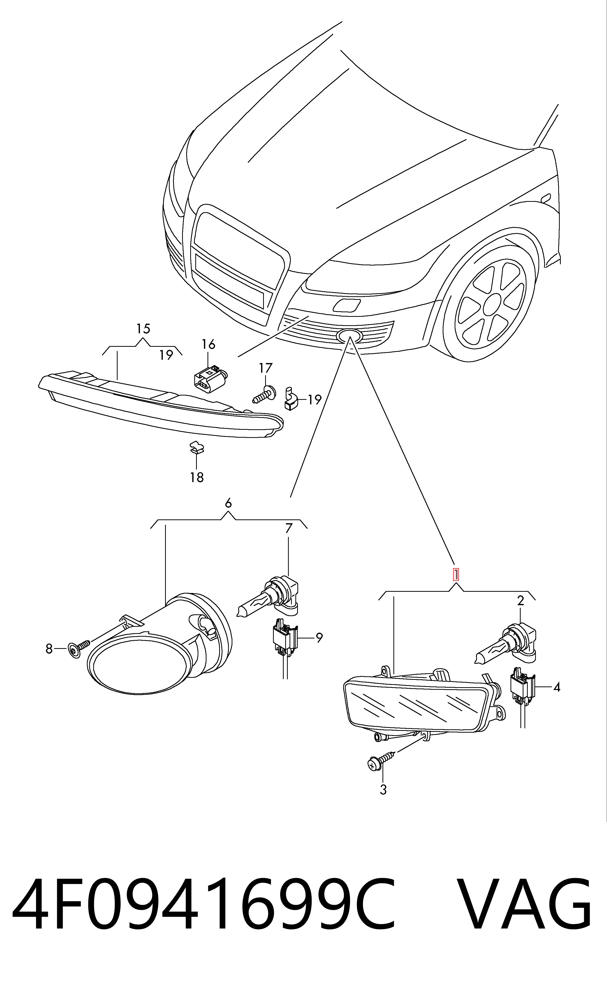 4F0941699C VAG Противотуманная фара левая