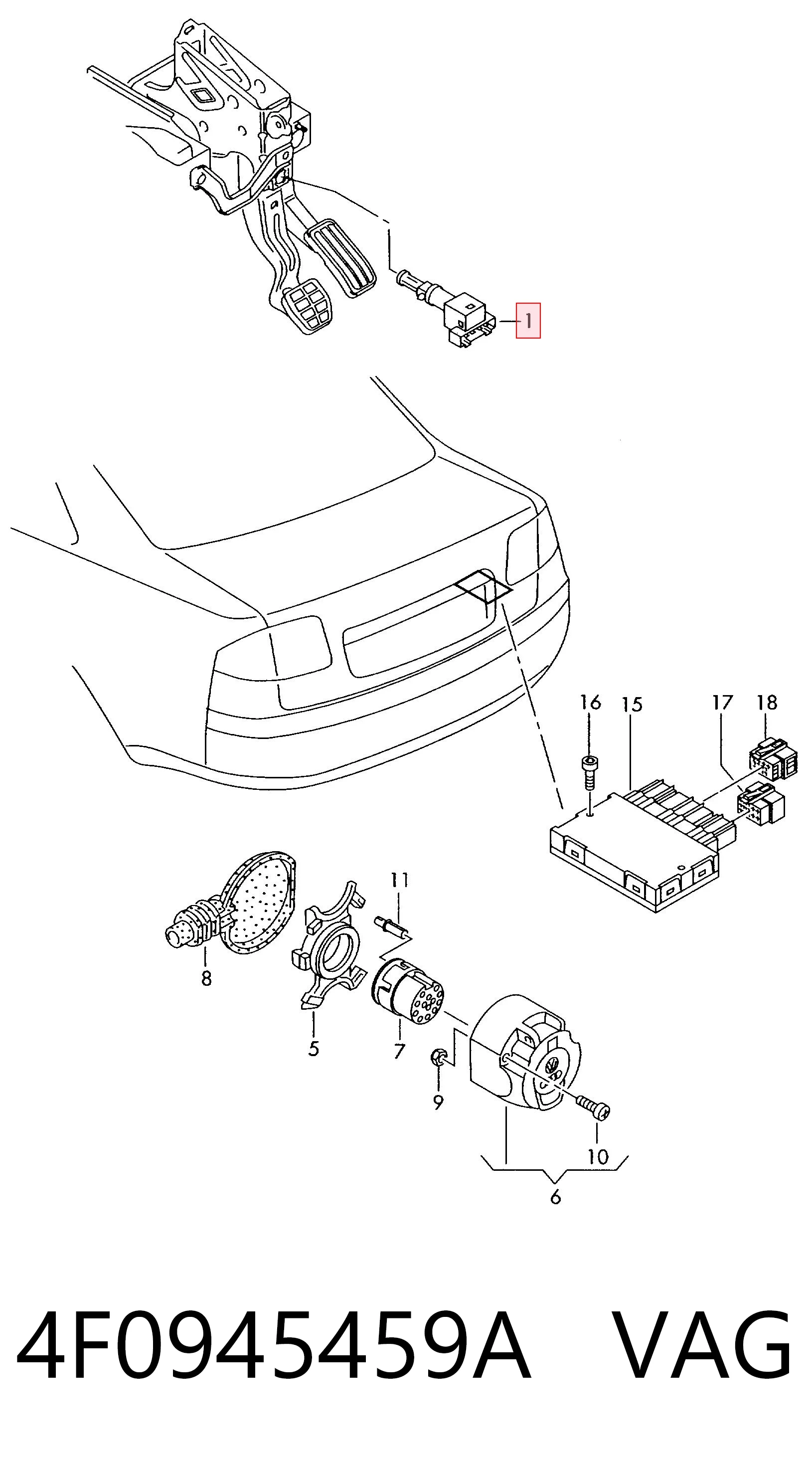 Датчик стоп сигнала 4F0945459B Bentley