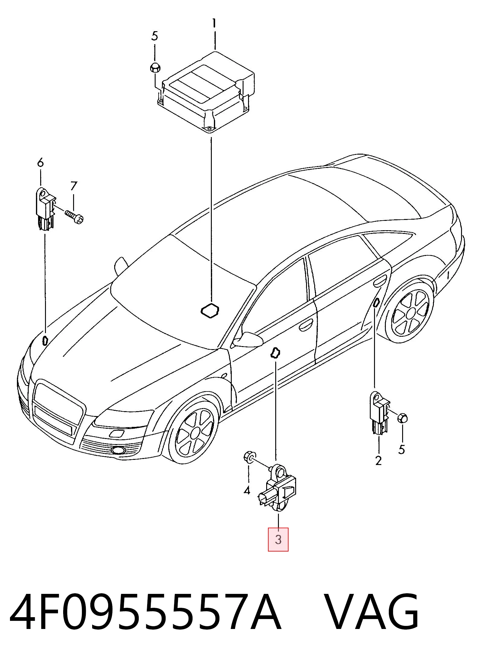 Датчик Эйрбэг передний VAG 4F0955557A цена, от 2.76 USD
