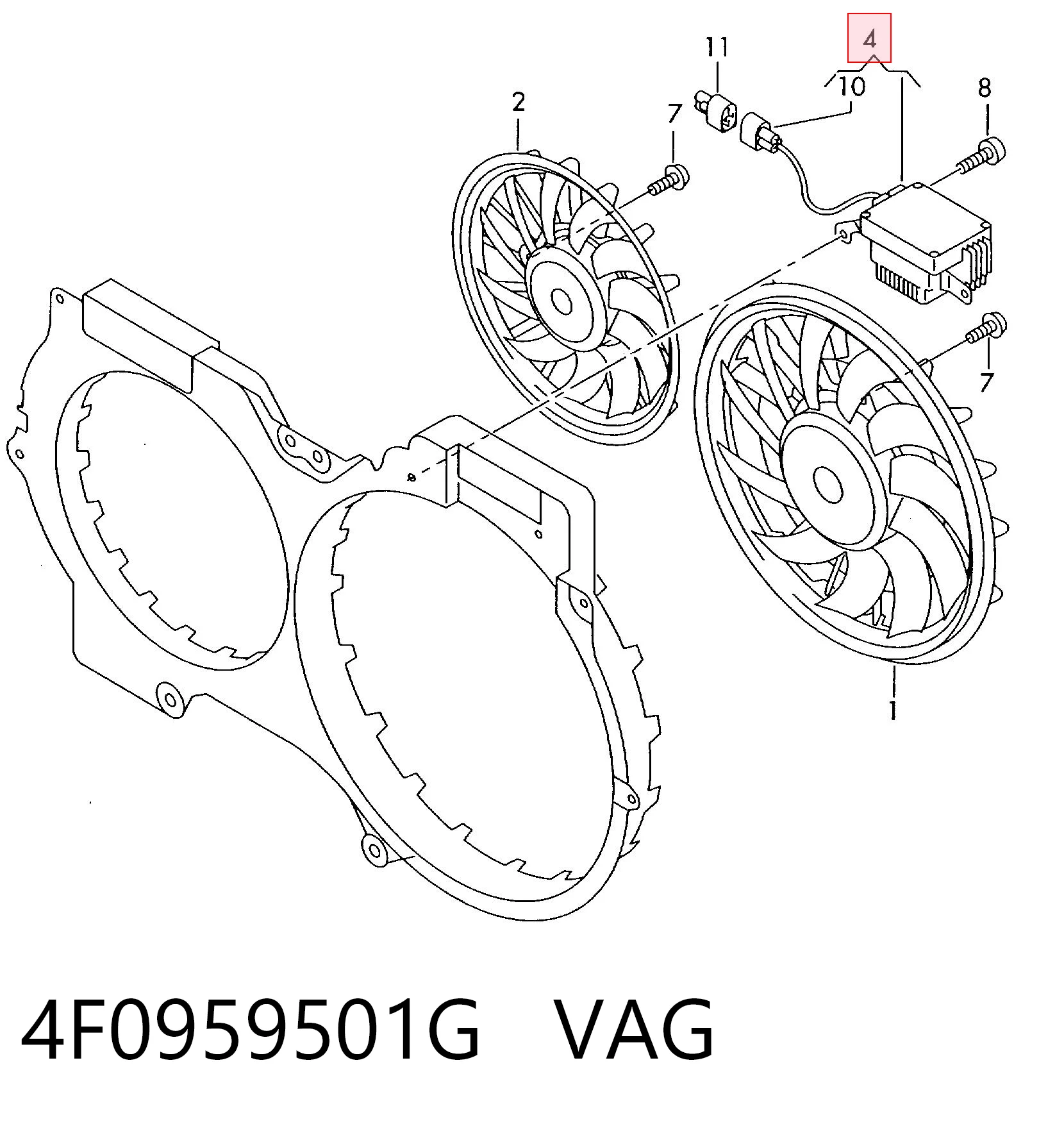 4F0959501G VAG Регулятор оборотов вентилятора охлаждения (блок управления)