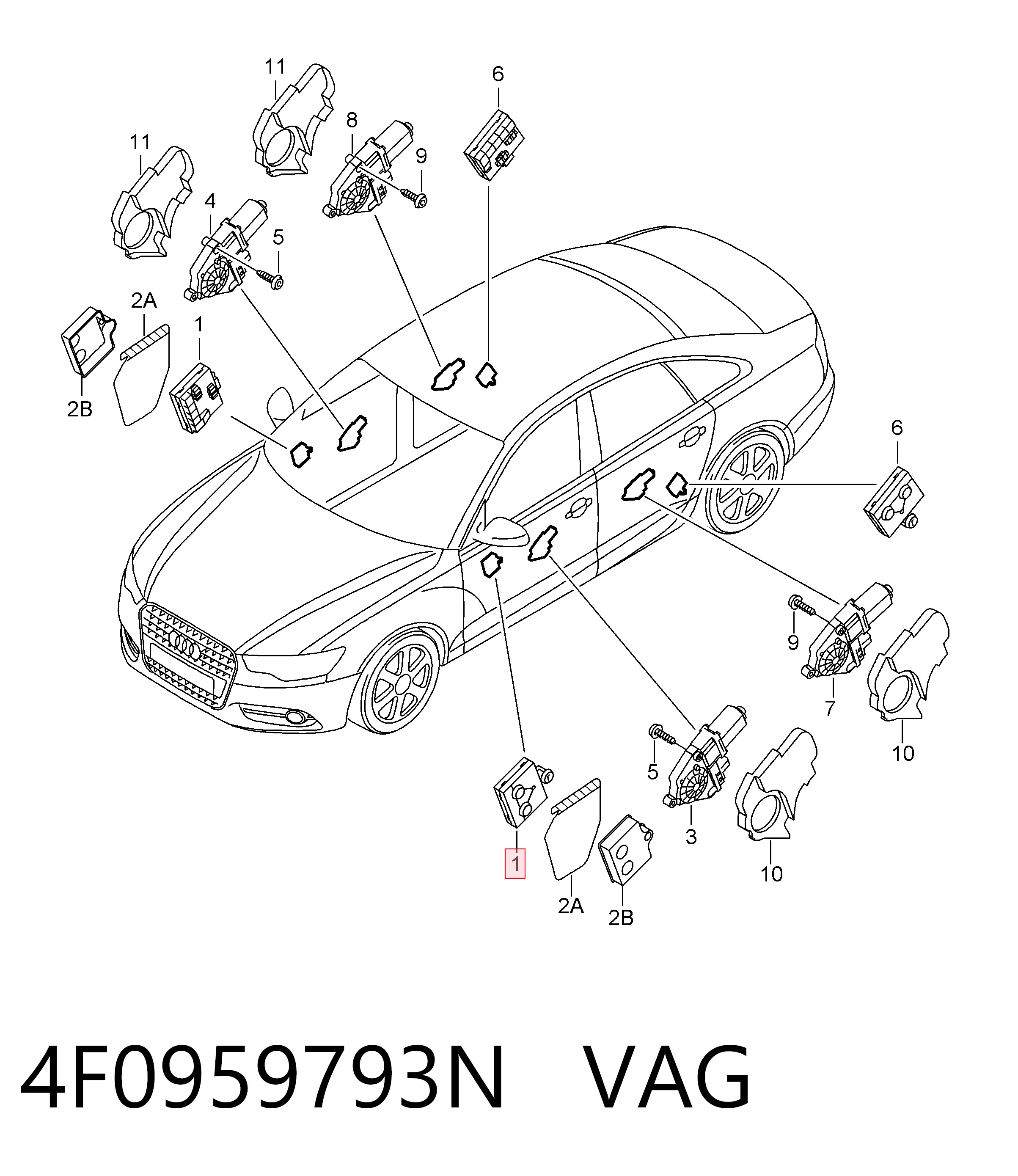4F0959793N VAG Блок комфорта передней двери