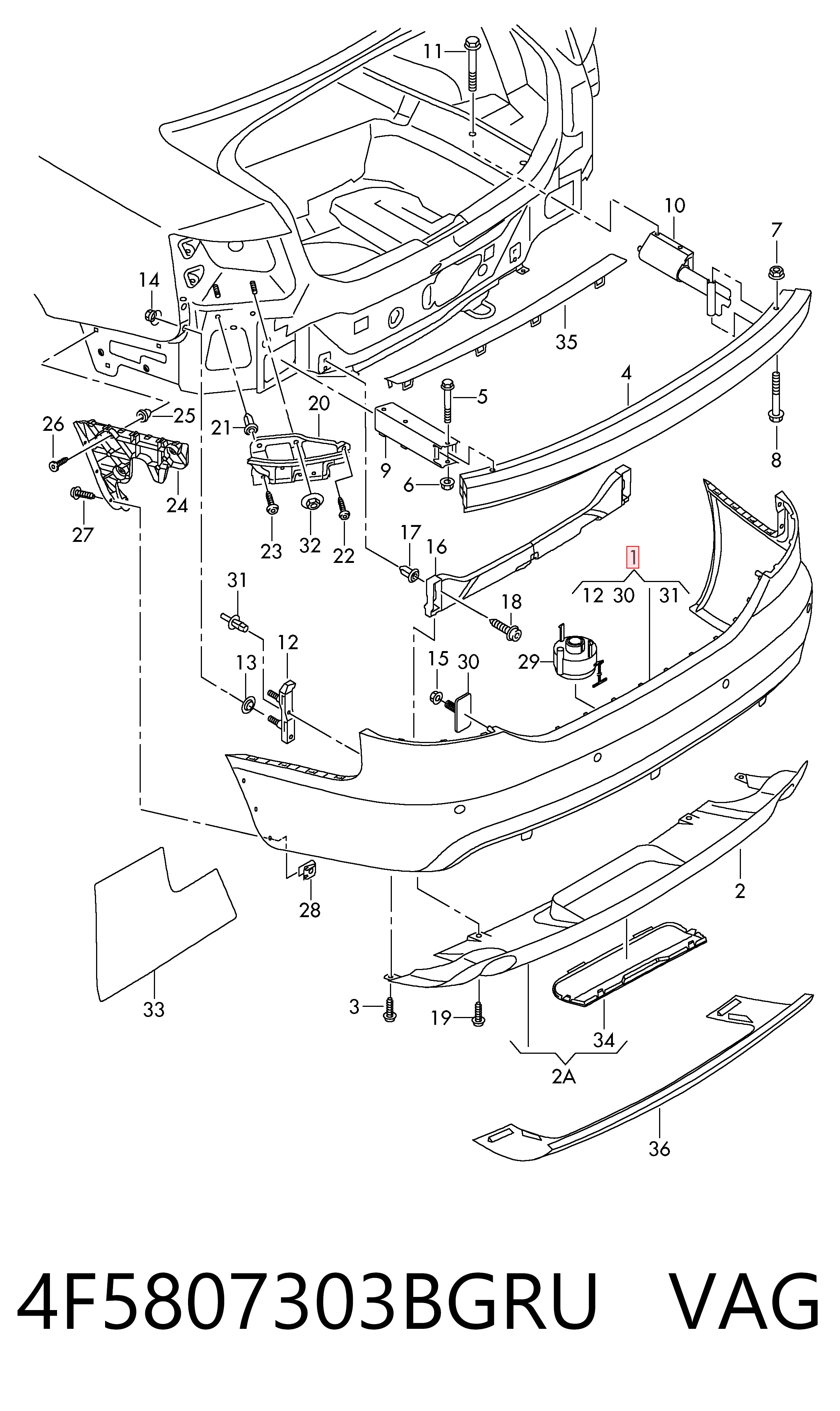 Задний бампер на Audi A6 C6 4F2