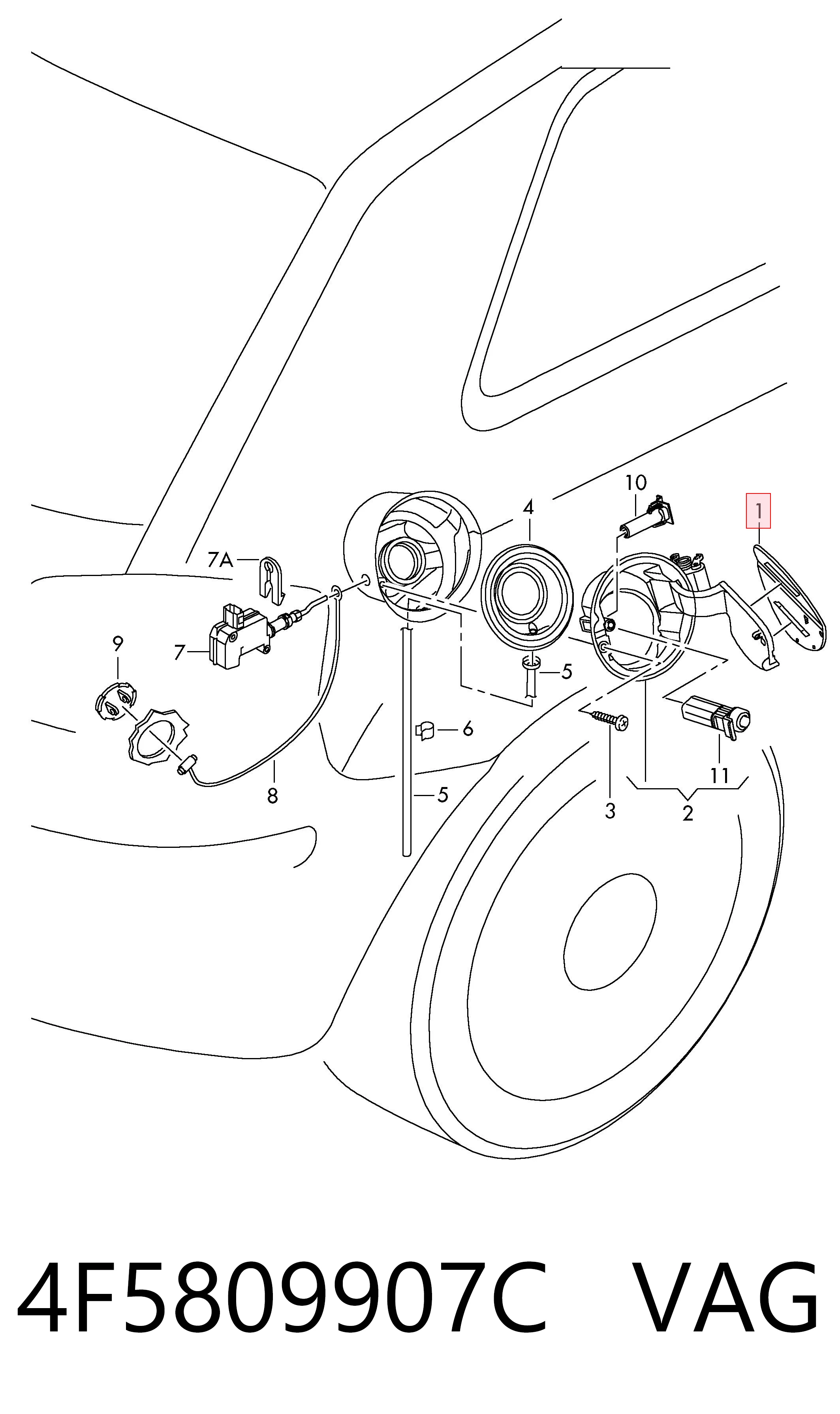 Лючок (дверца) бензобака Audi A6 C6 седан (4F2) (2004 - 2011) цена, от 12.68 USD