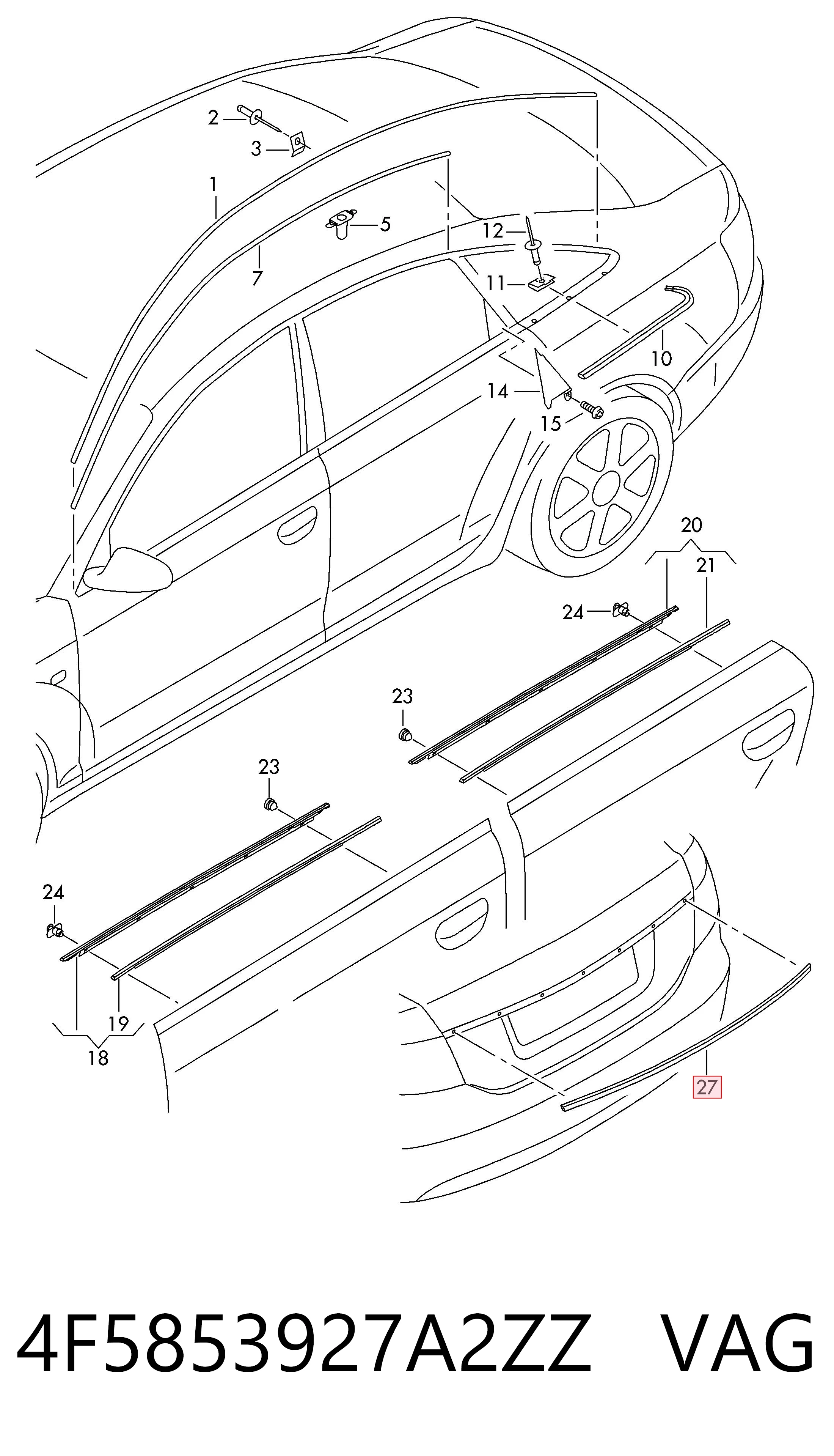 4F5853927A2ZZ VAG Молдинг крышки багажника