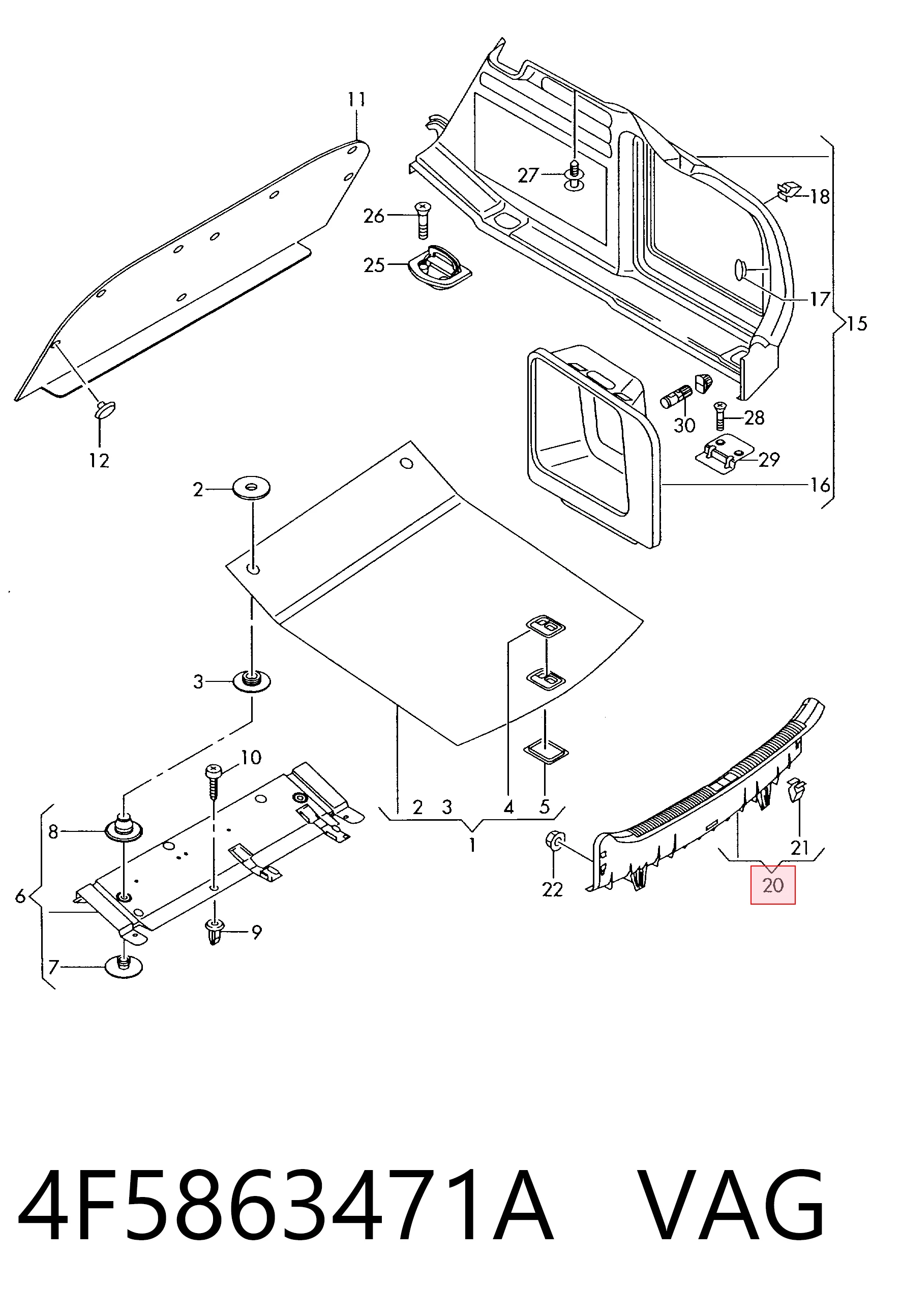 4F5863471A VAG Накладка перегородки