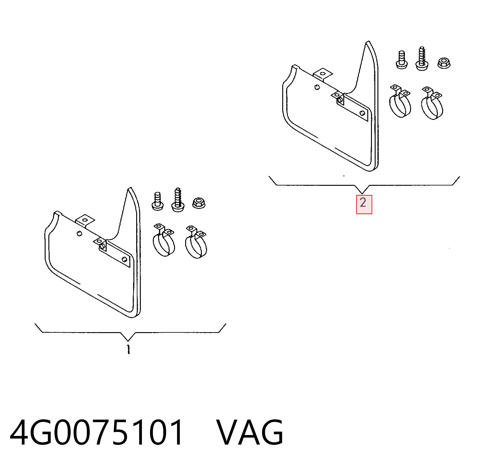 4G0075101 VAG Брызговики задние, комплект