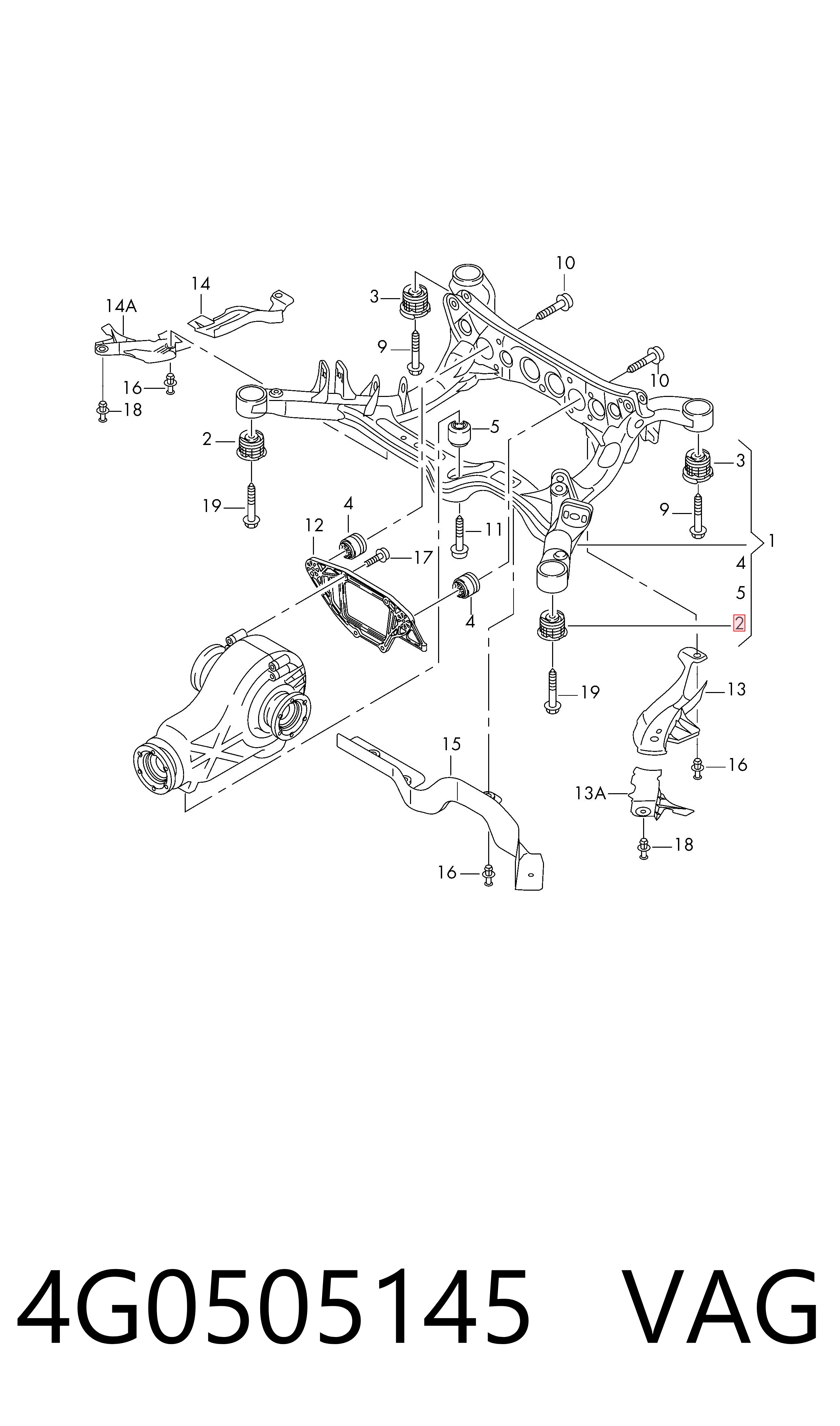Купить Сайлентблок задней балки Ауди А6 C7 4G2, 4GC