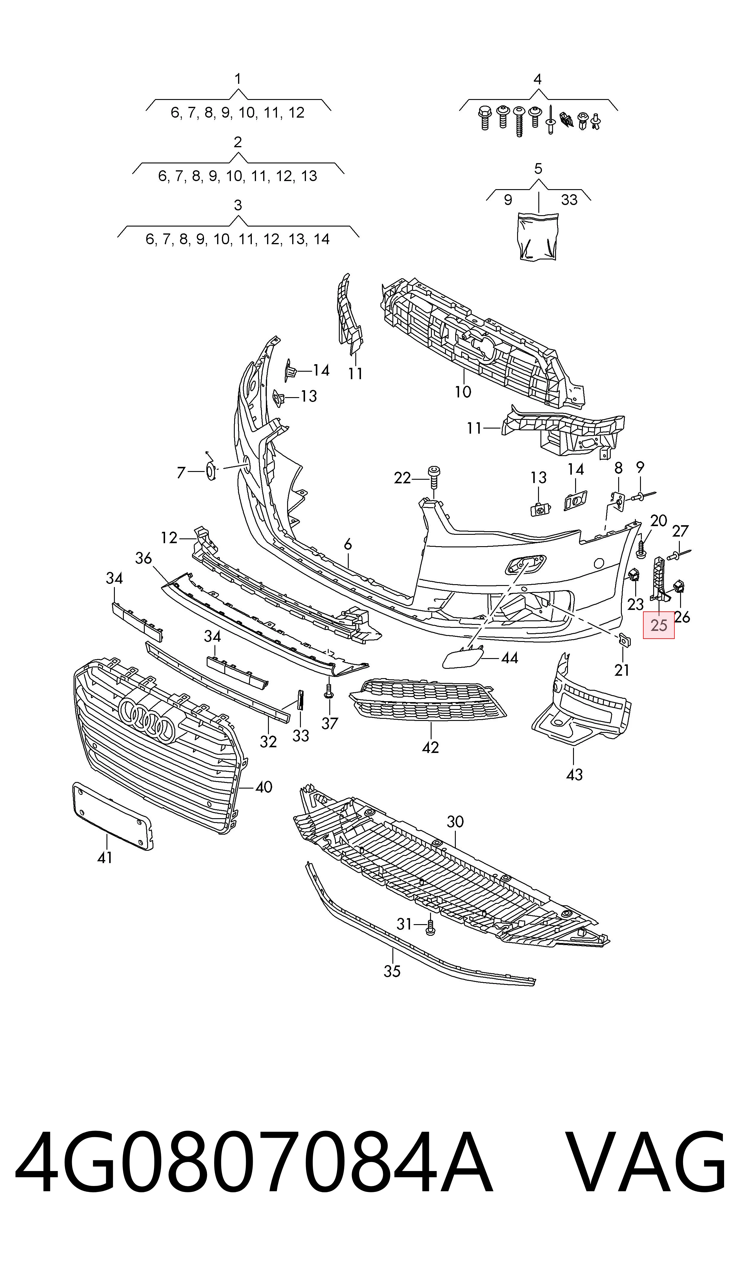 Кронштейн бампера переднего на Audi A6 C7 4G2, 4GC