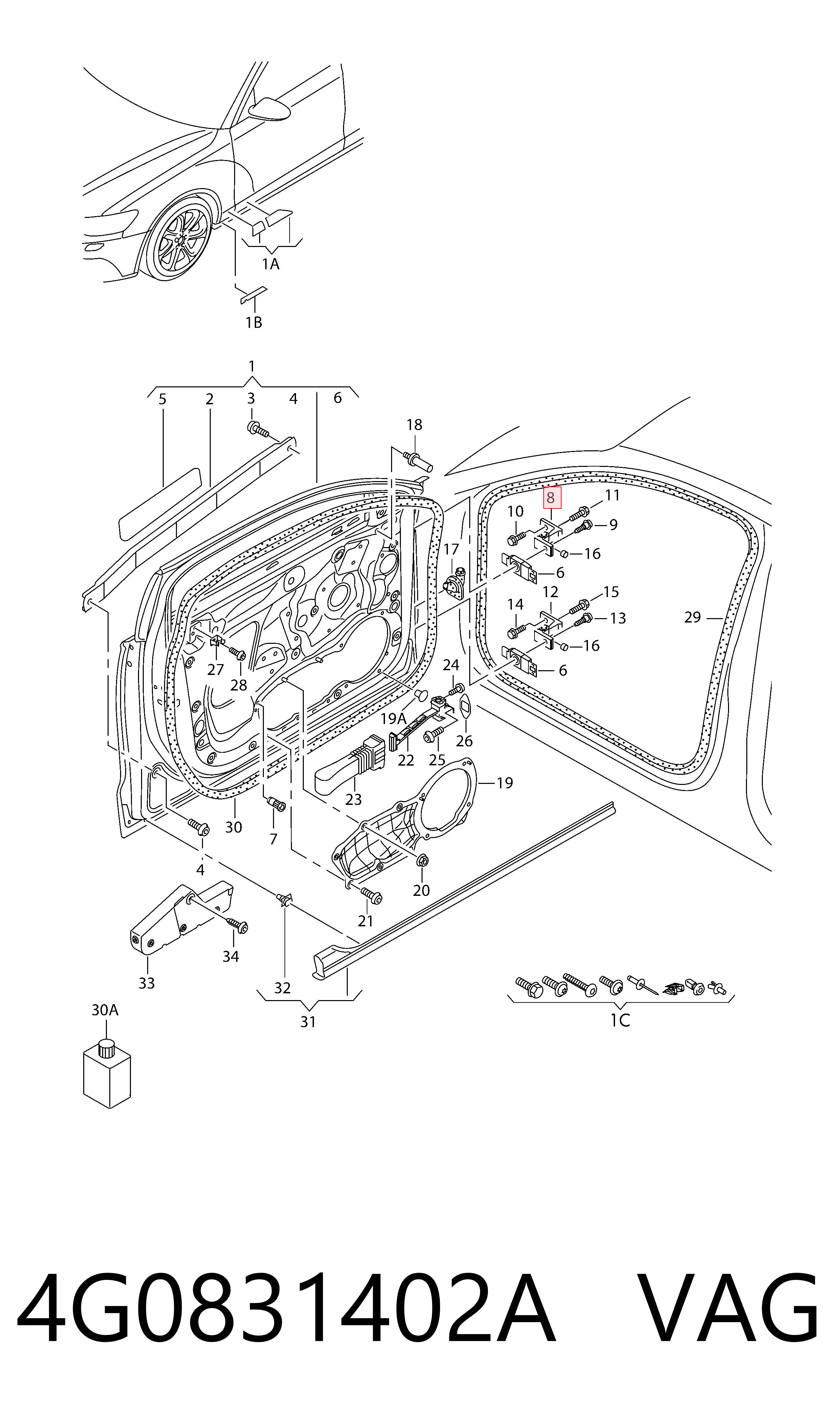 4G0831402A VAG Петля двери передней