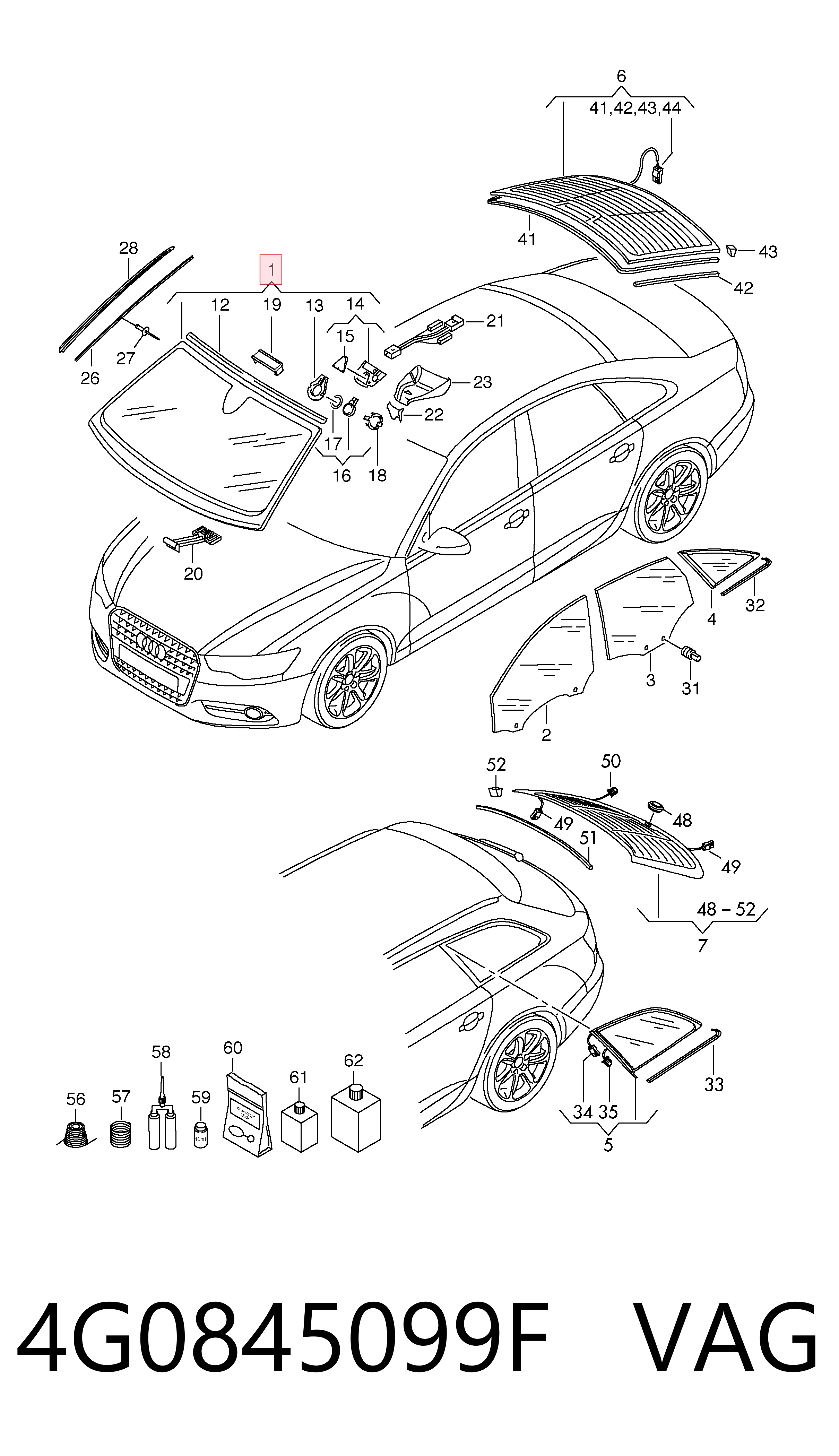 Автостекло на Audi A6 C7 4G2, 4GC
