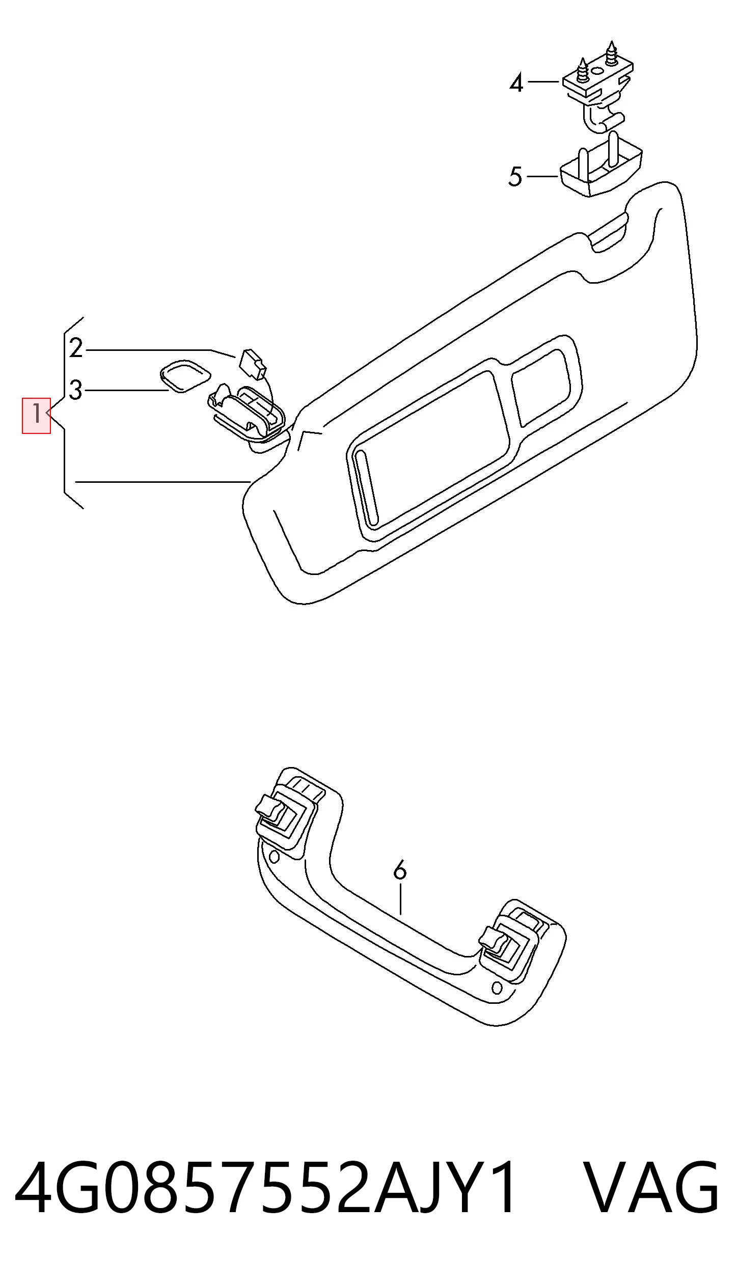 4G0857552AJY1 VAG Козырек противосолнечный