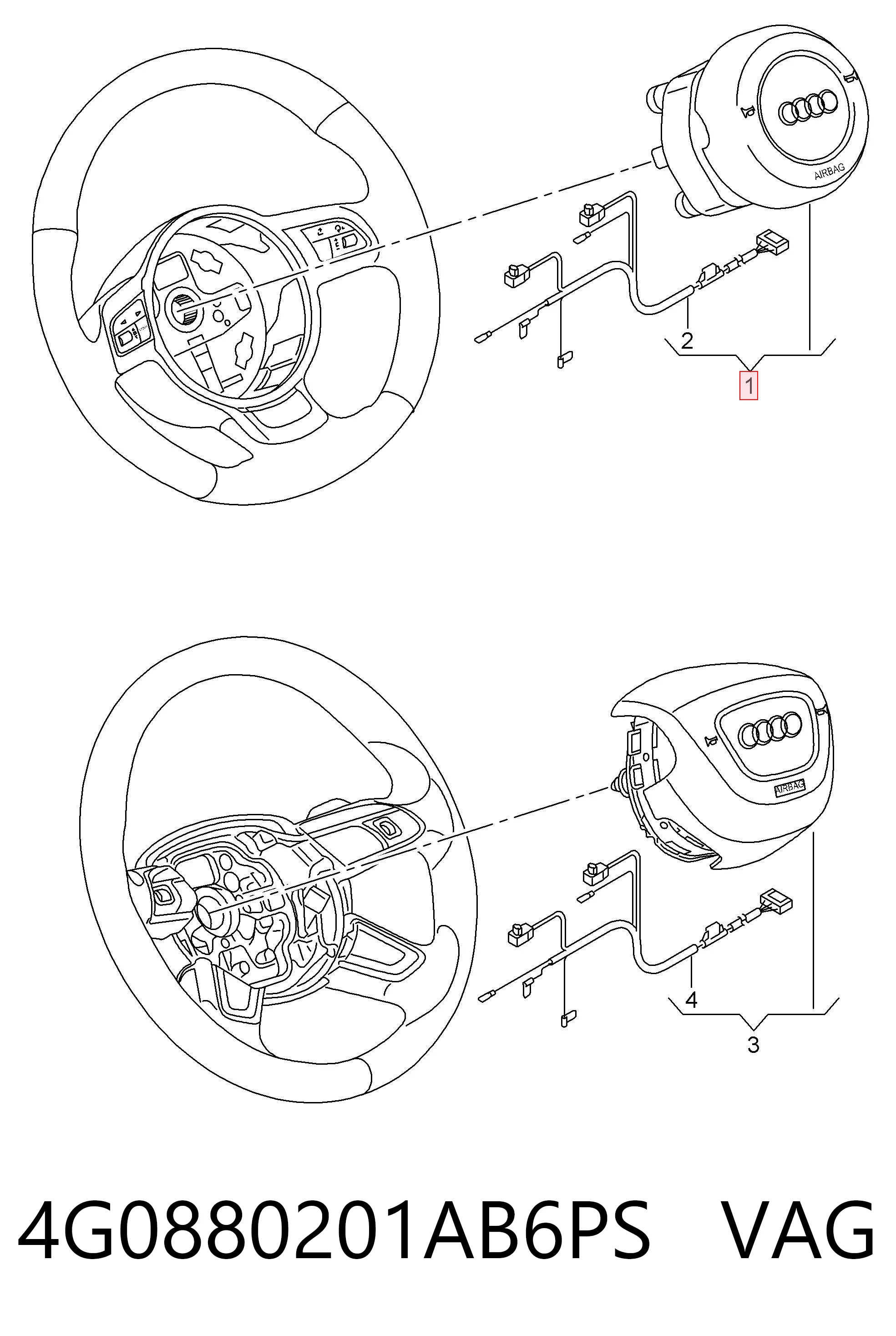 Airbag в мультируль VAG 4G0880201AB6PS цена, от 253.95 USD