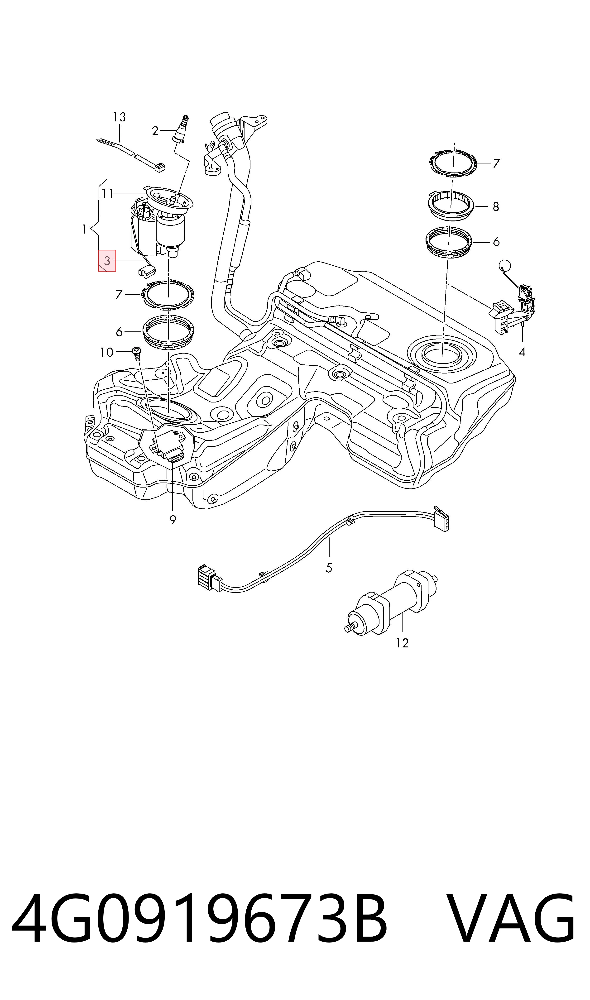 Датчик уровня топлива в баке на Audi A6 C7 4G2, 4GC