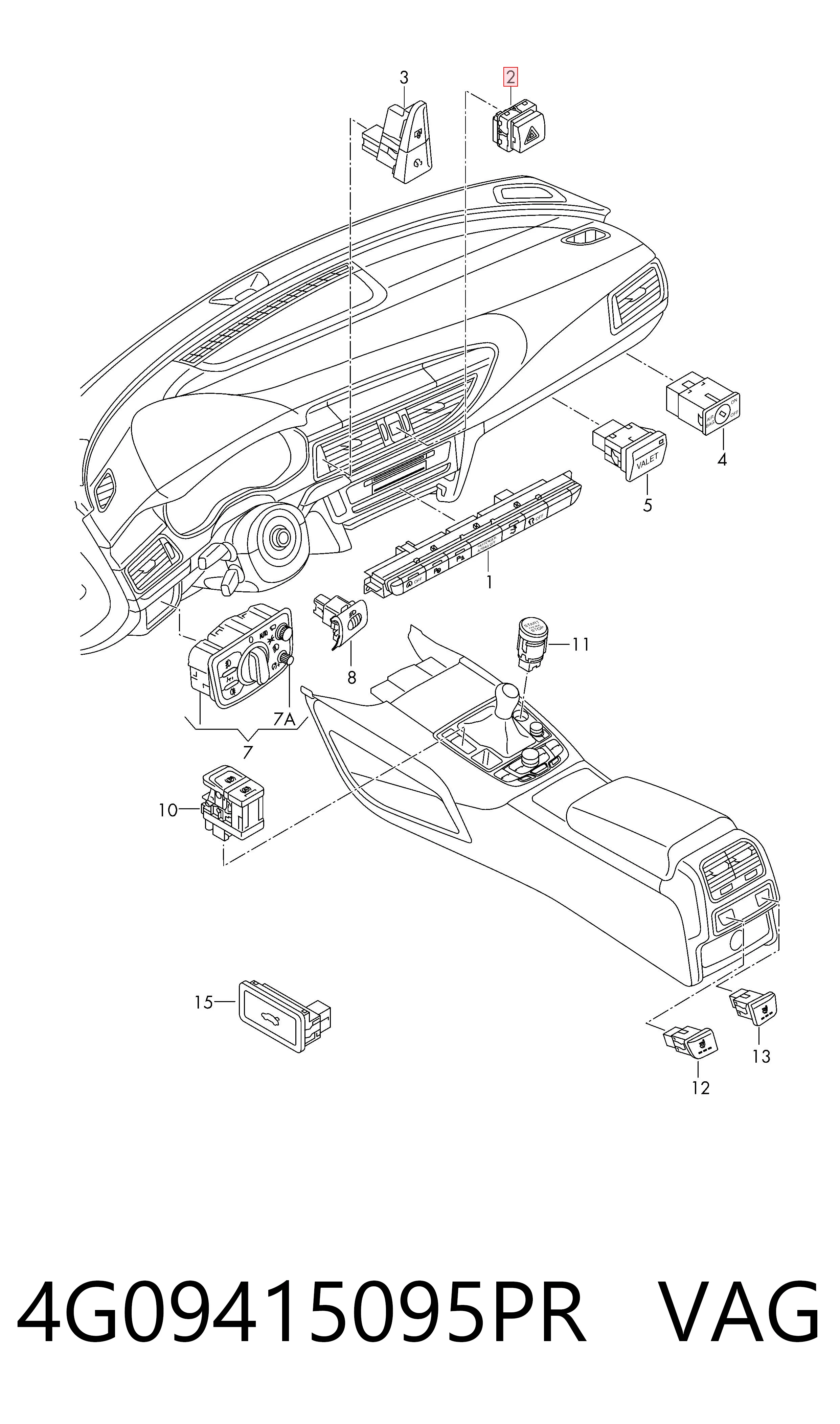 Аварийная кнопка на Audi A6 C7 4G2, 4GC
