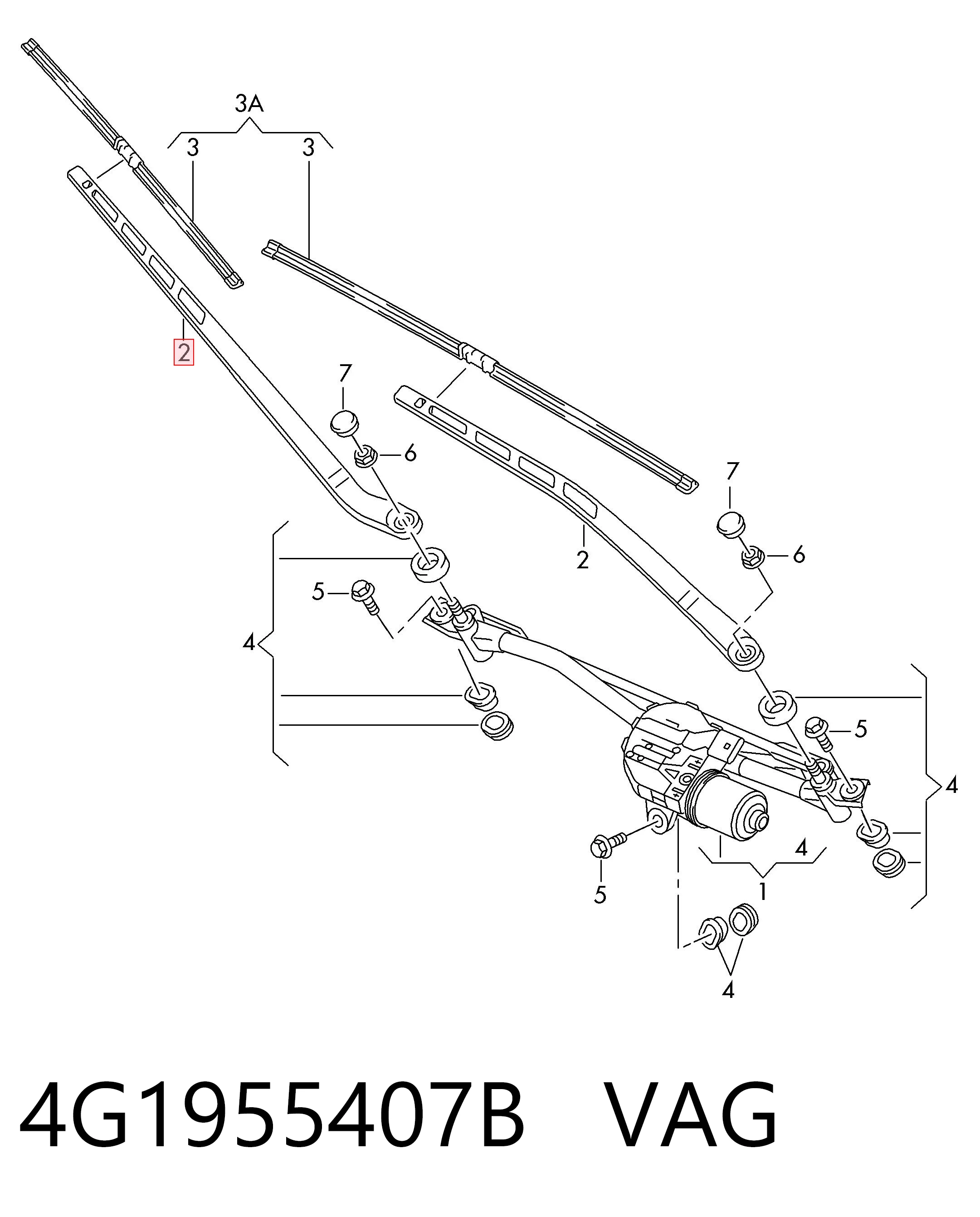 Поводок дворника на Audi A6 C7 4G2, 4GC