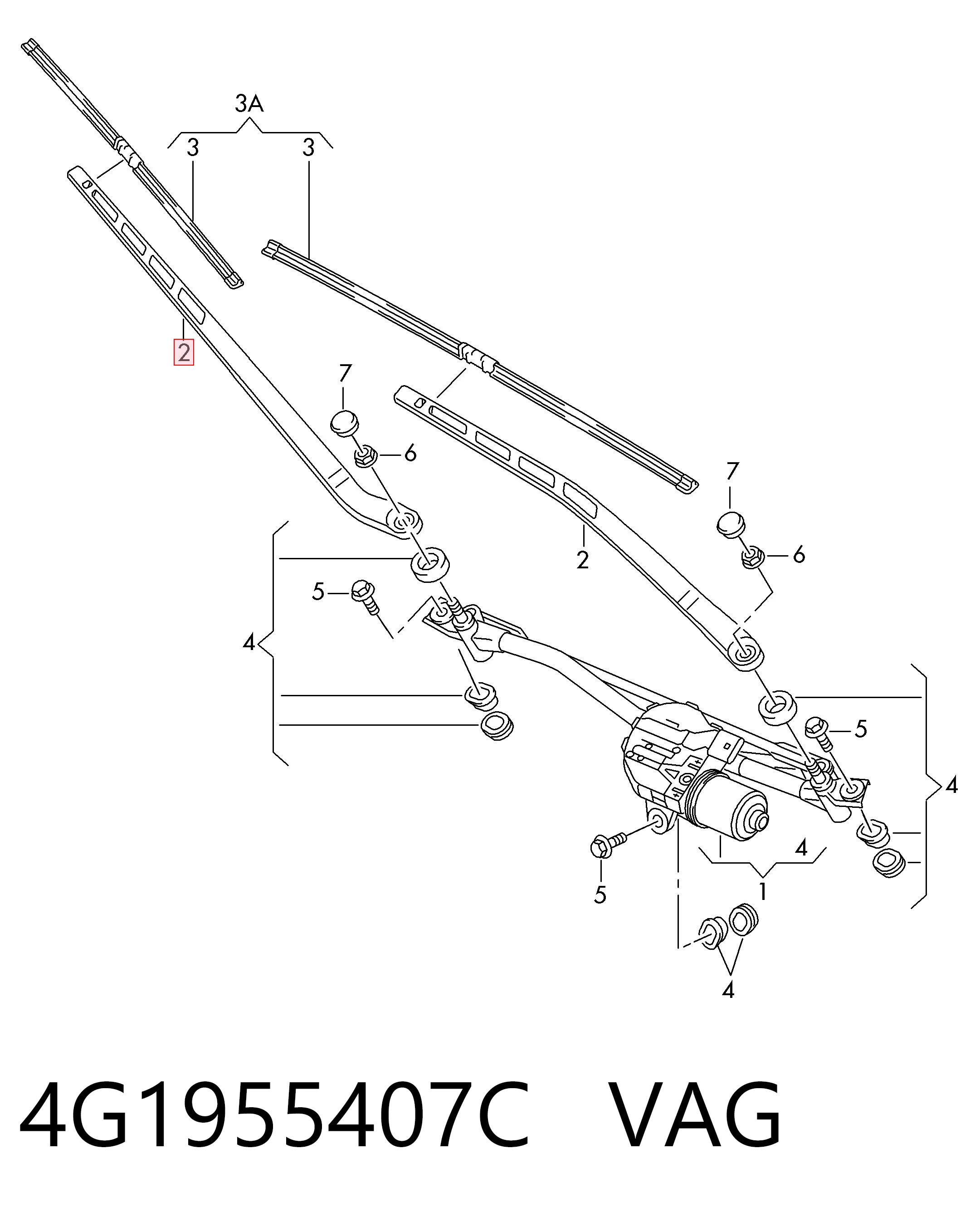 Купить Поводок стеклоочистителя Ауди А6 C7 4G2, 4GC