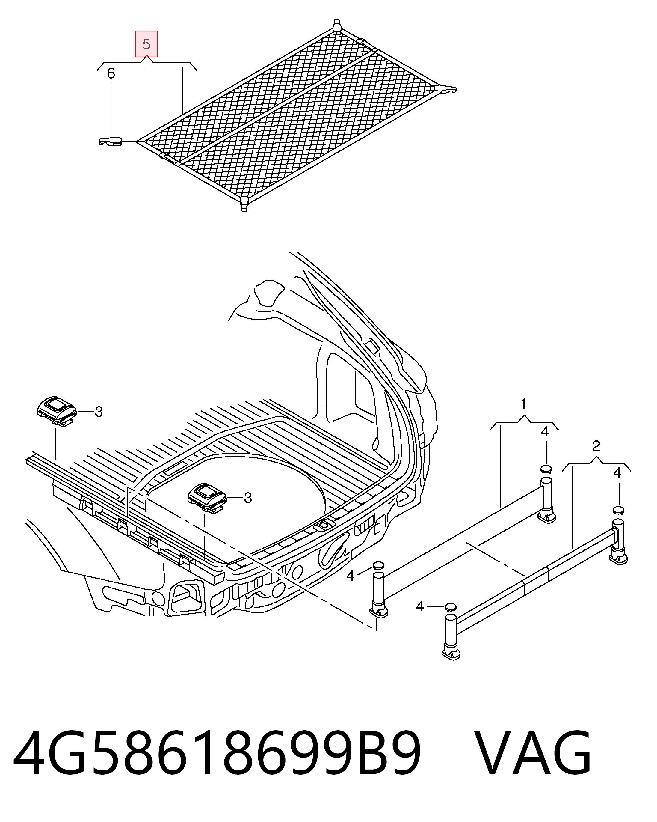 4G58618699B9 VAG Сетка багажника
