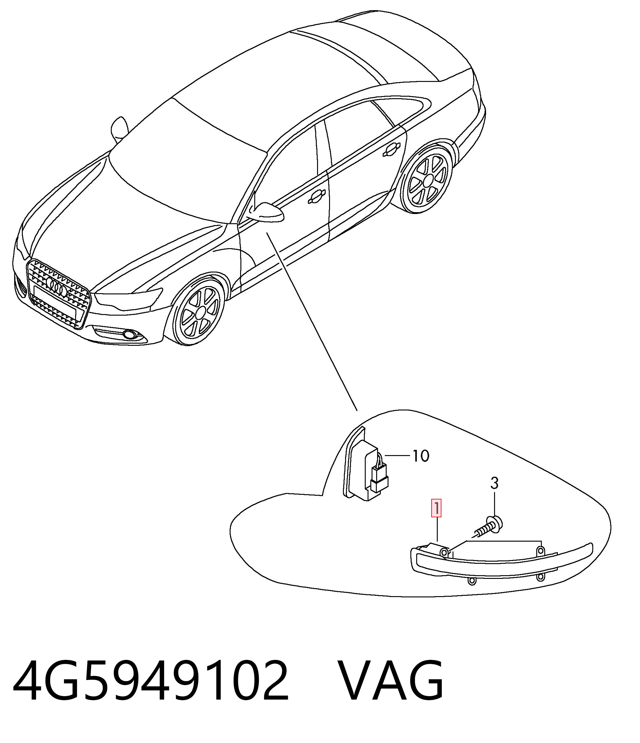Поворотник правый на Audi A6 C7 4G2, 4GC