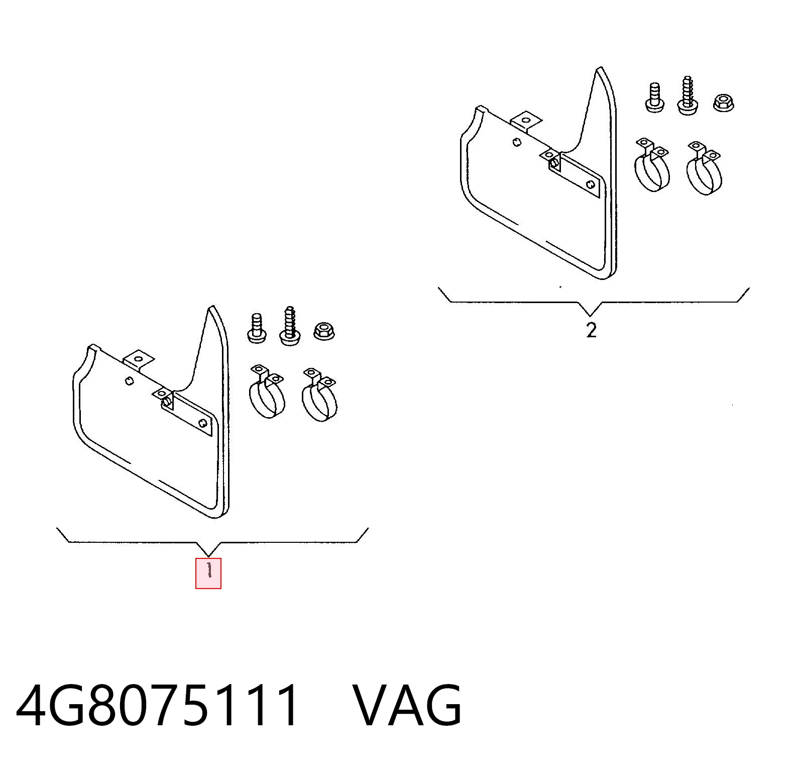 4G8075111 VAG Комплект передних брызговиков