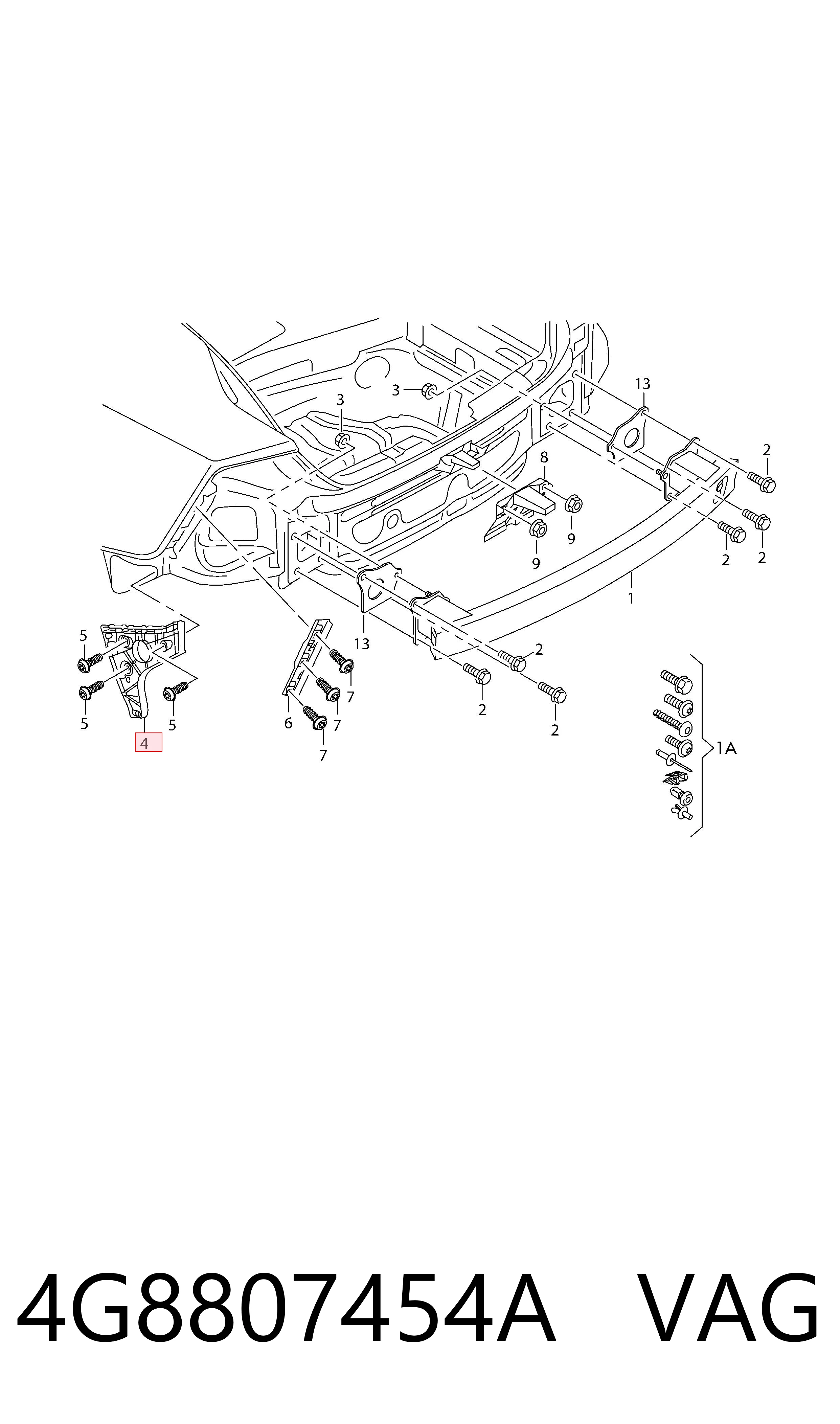 4G8807454A VAG Правое крепление заднего бампера