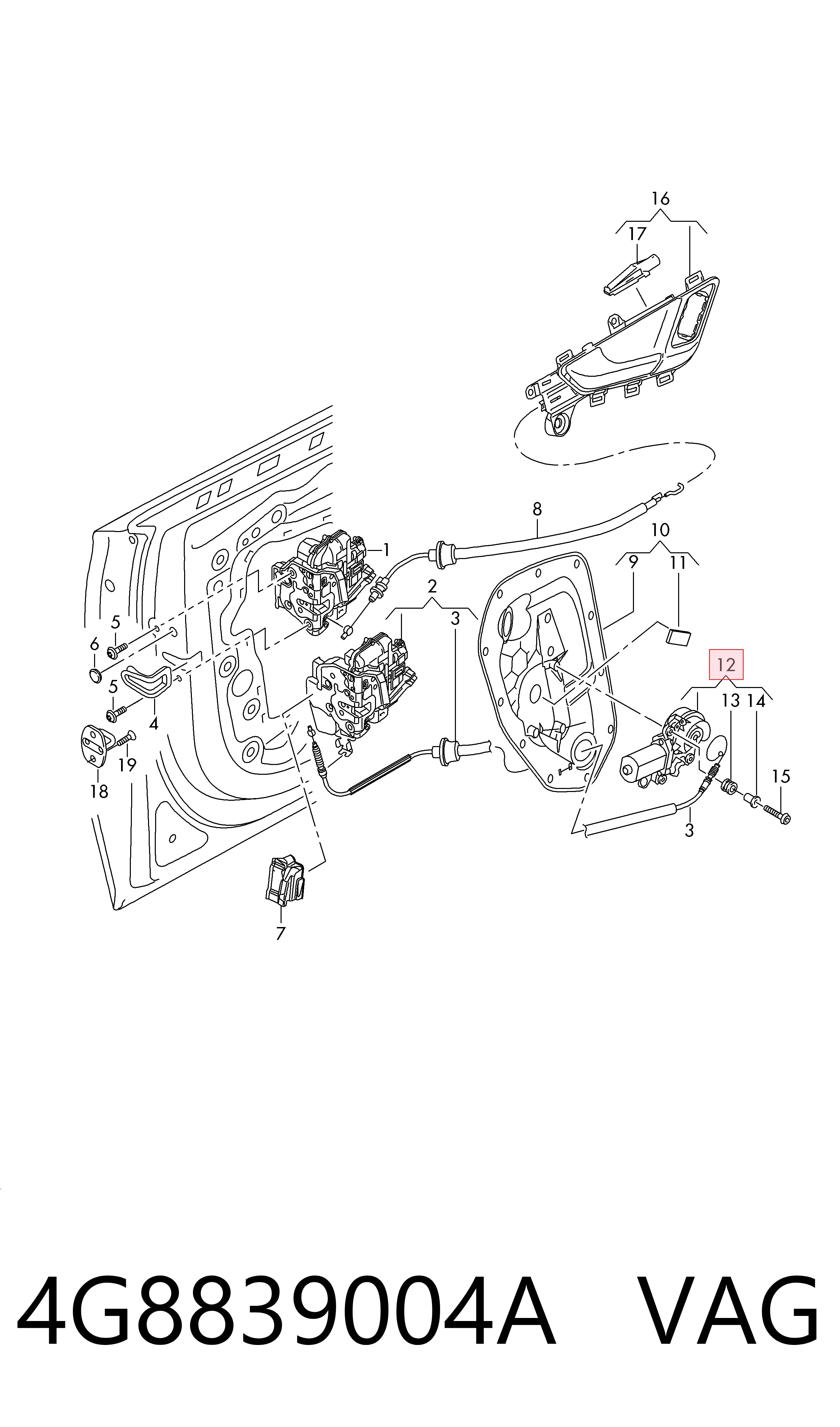Мотор-привод откр/закр. замка двери, задней, правой Bentley 4M0839004