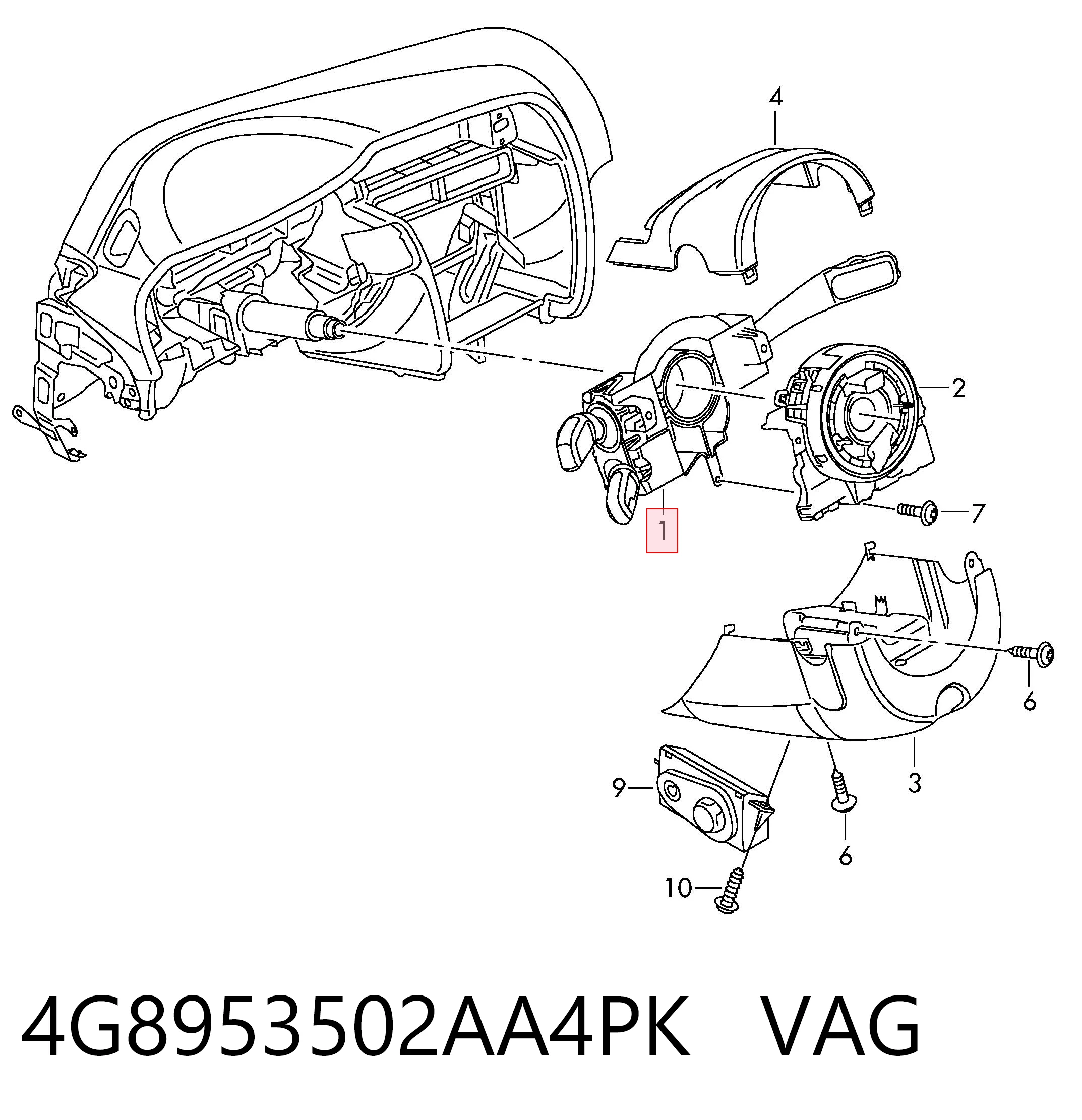 4G8953502AA4PK VAG Переключатель подрулевой в сборе